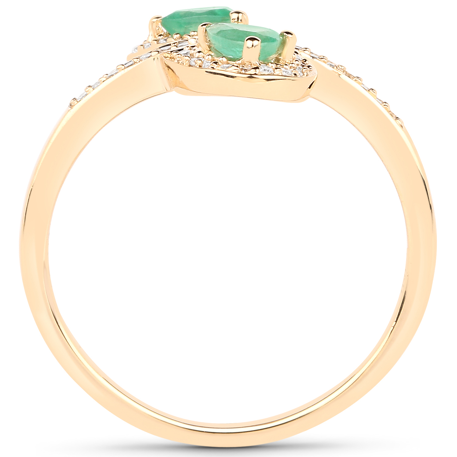 0.55 Carat Genuine Zambian Emerald and White Diamond 18K Yellow Gold Ring