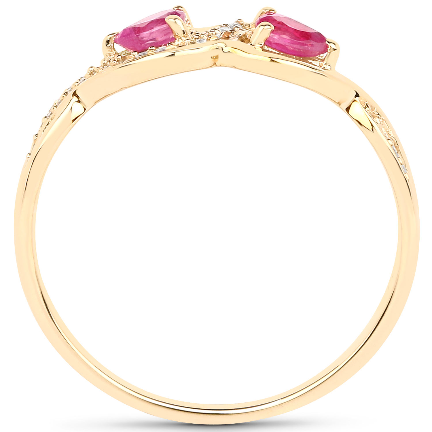 0.47 Carat Genuine Ruby and White Diamond 14K Yellow Gold Ring