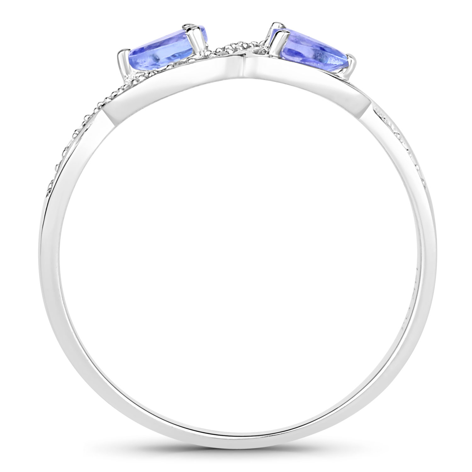 0.36 Carat Genuine Tanzanite and White Diamond 14K White Gold Ring