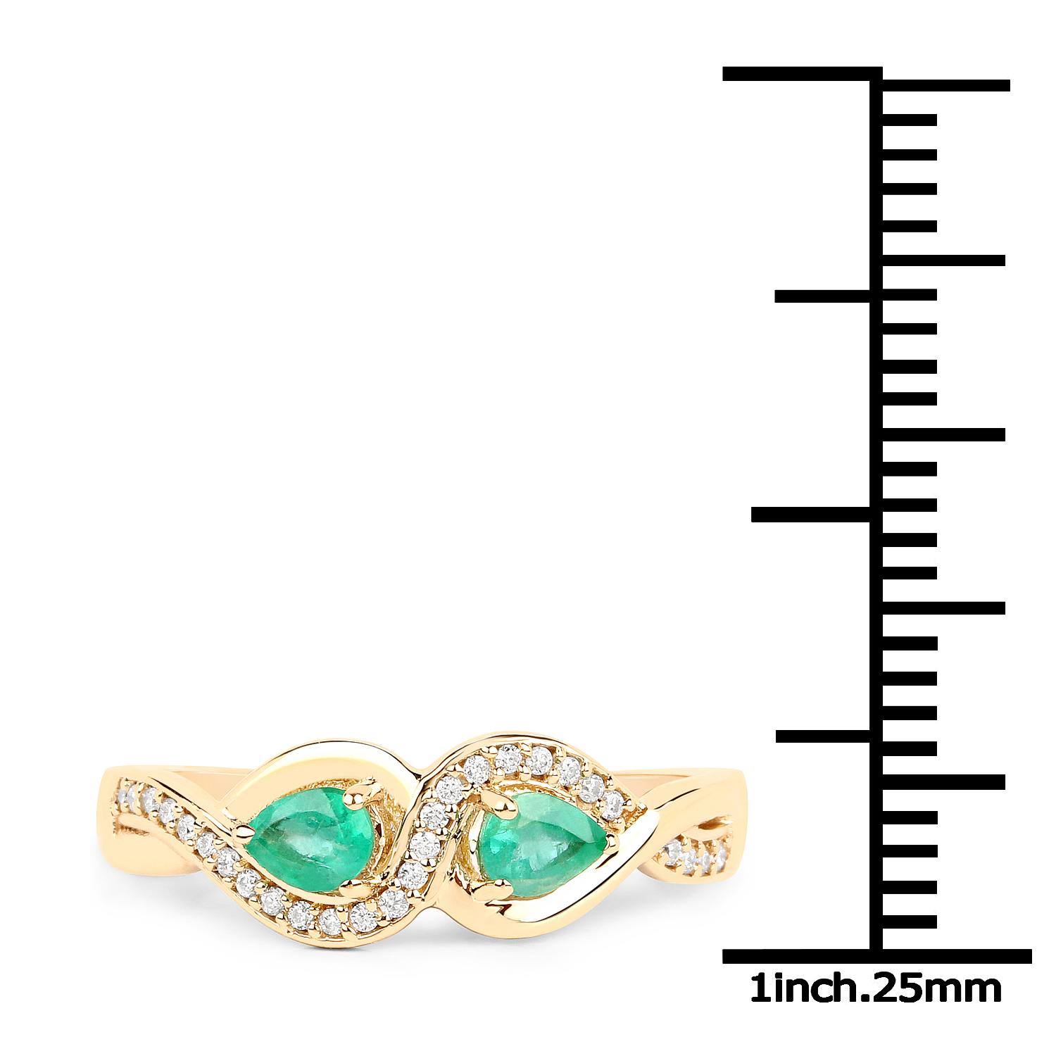 0.36 Carat Genuine Zambian Emerald and White Diamond 18K Yellow Gold Ring