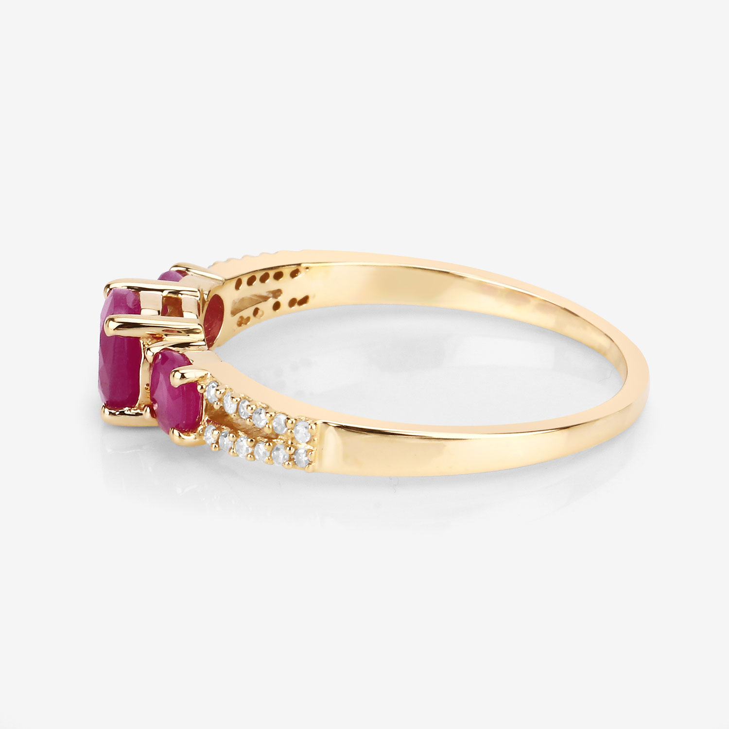 1.02 Carat Genuine Ruby and White Diamond 14K Yellow Gold Ring