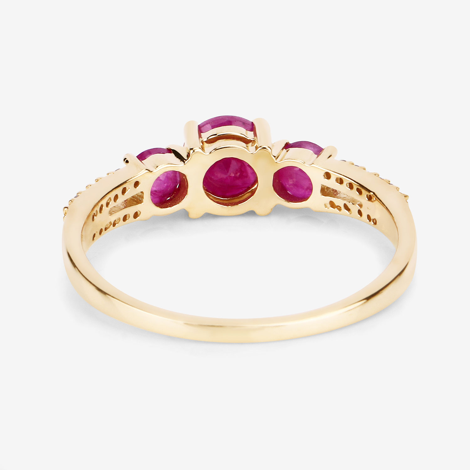 1.02 Carat Genuine Ruby and White Diamond 14K Yellow Gold Ring