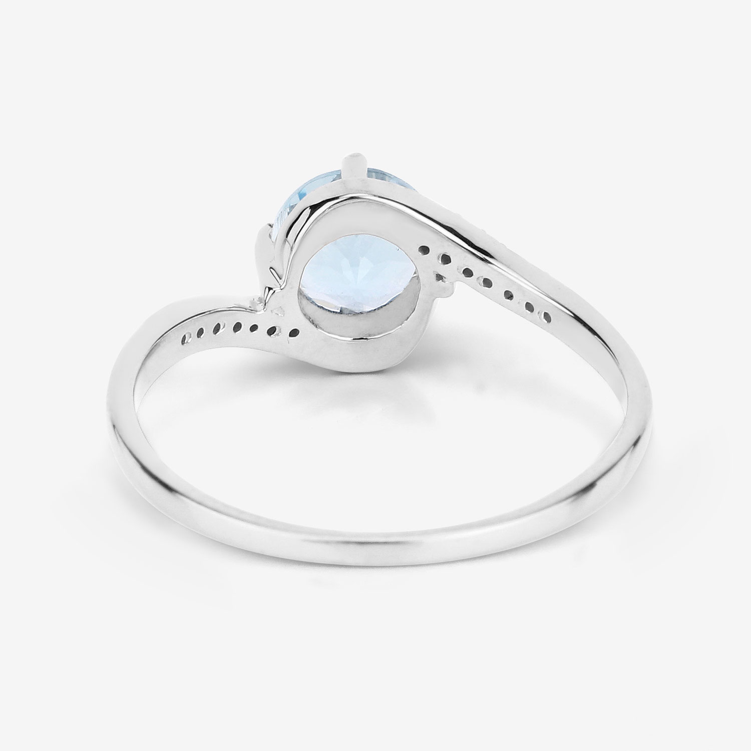 0.79 Carat Genuine Aquamarine and White Diamond 14K White Gold Ring