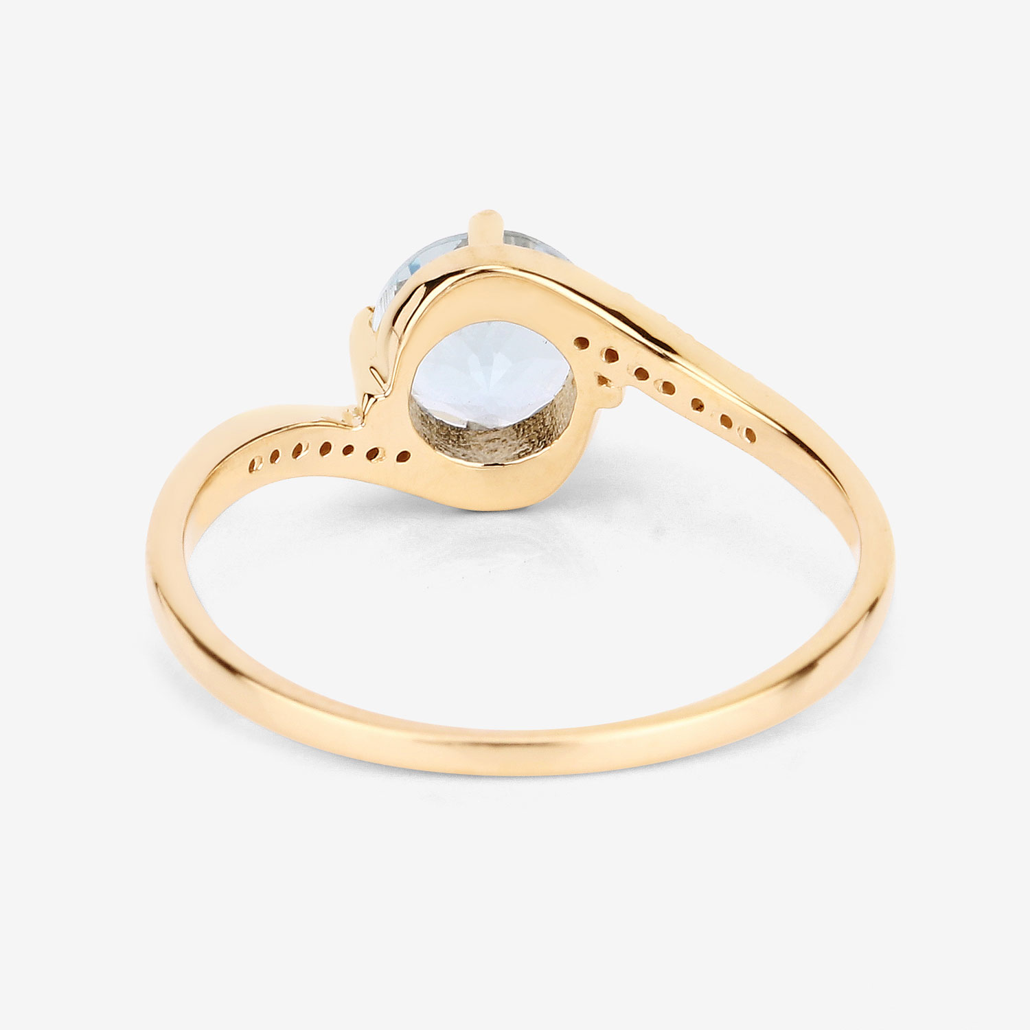 0.79 Carat Genuine Aquamarine and White Diamond 14K Yellow Gold Ring