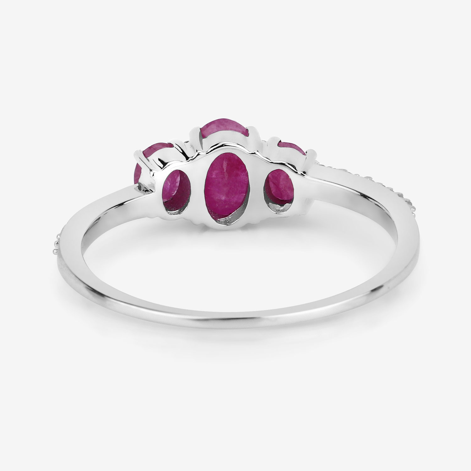 1.02 Carat Genuine Ruby and White Diamond 14K White Gold Ring