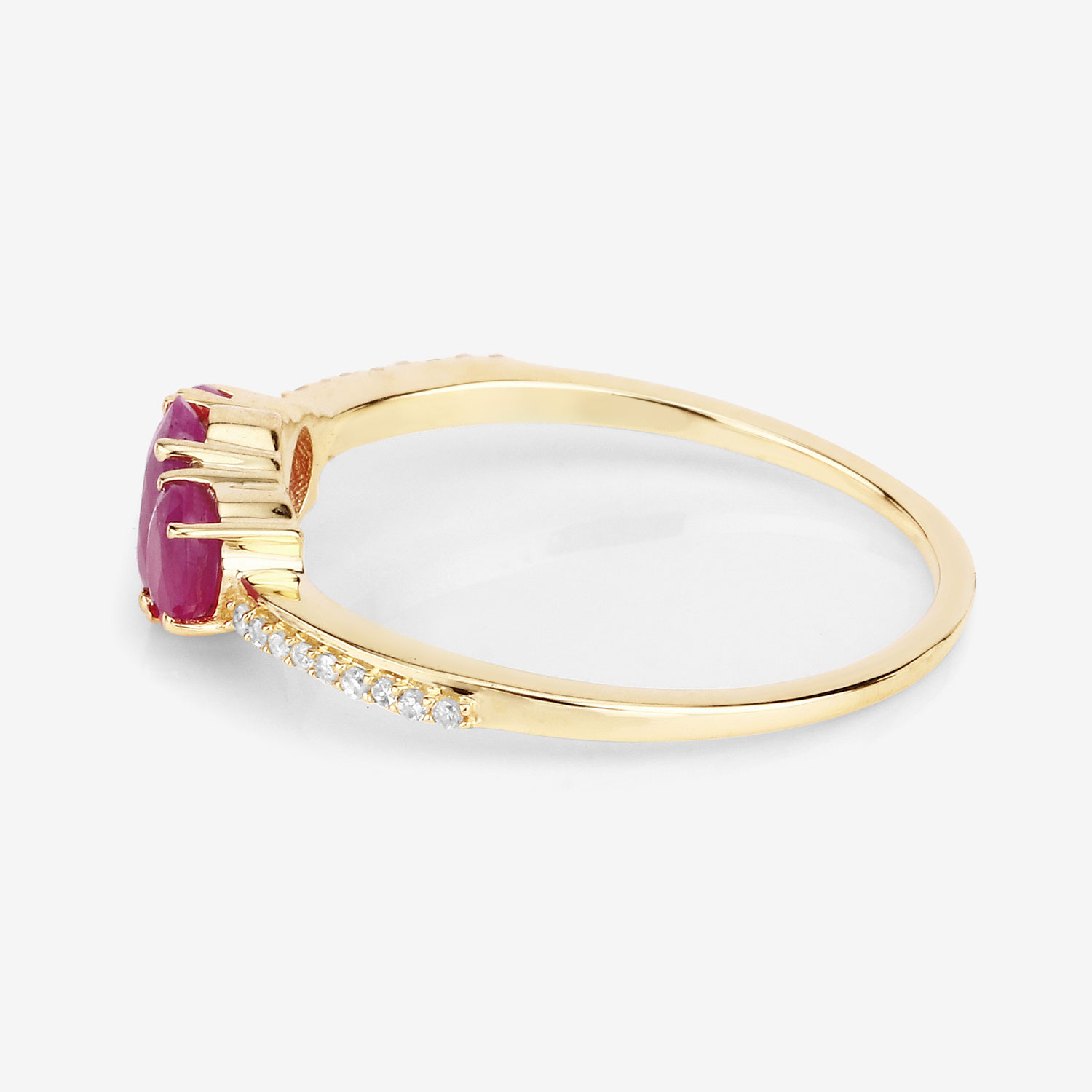 1.02 Carat Genuine Ruby and White Diamond 14K Yellow Gold Ring