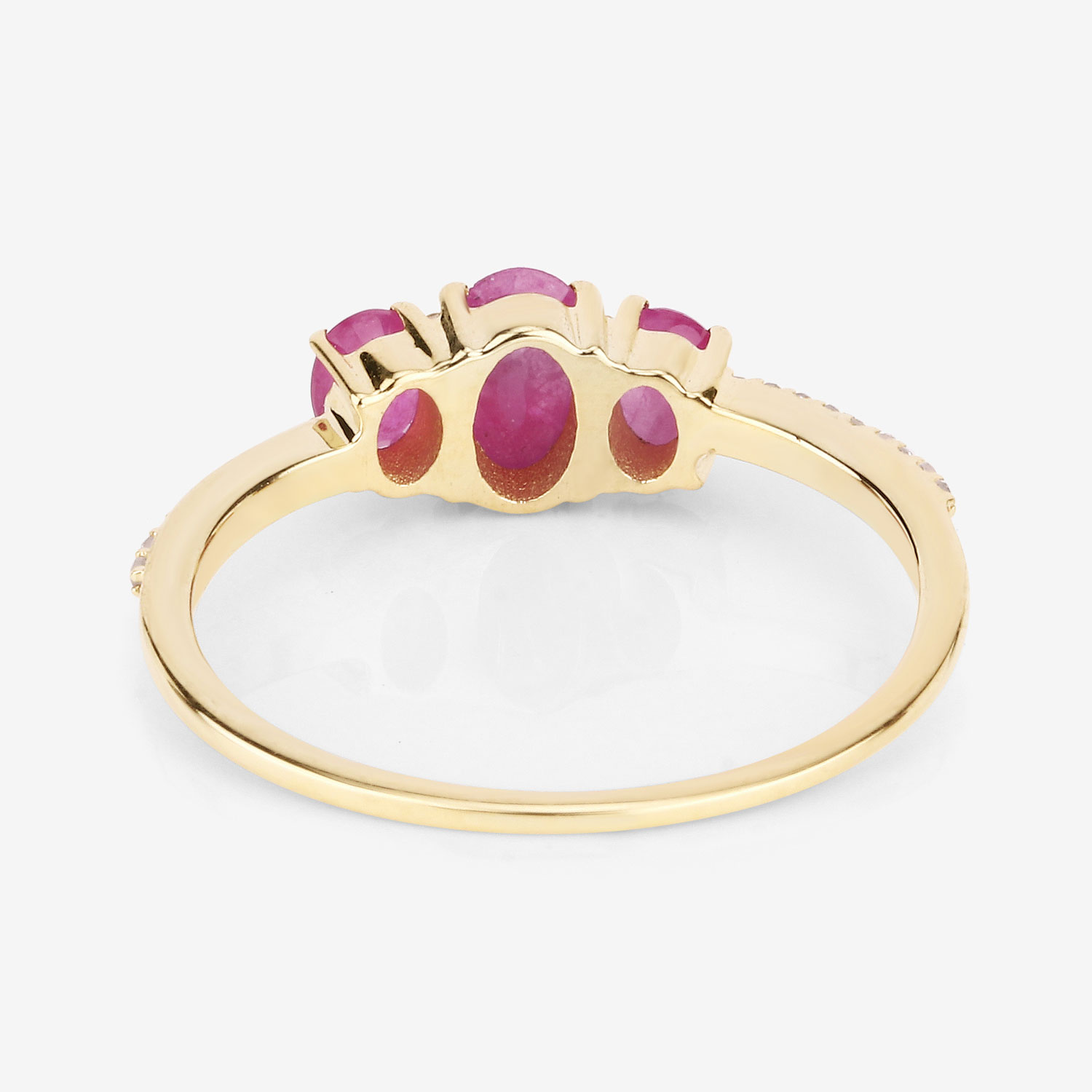 1.02 Carat Genuine Ruby and White Diamond 14K Yellow Gold Ring