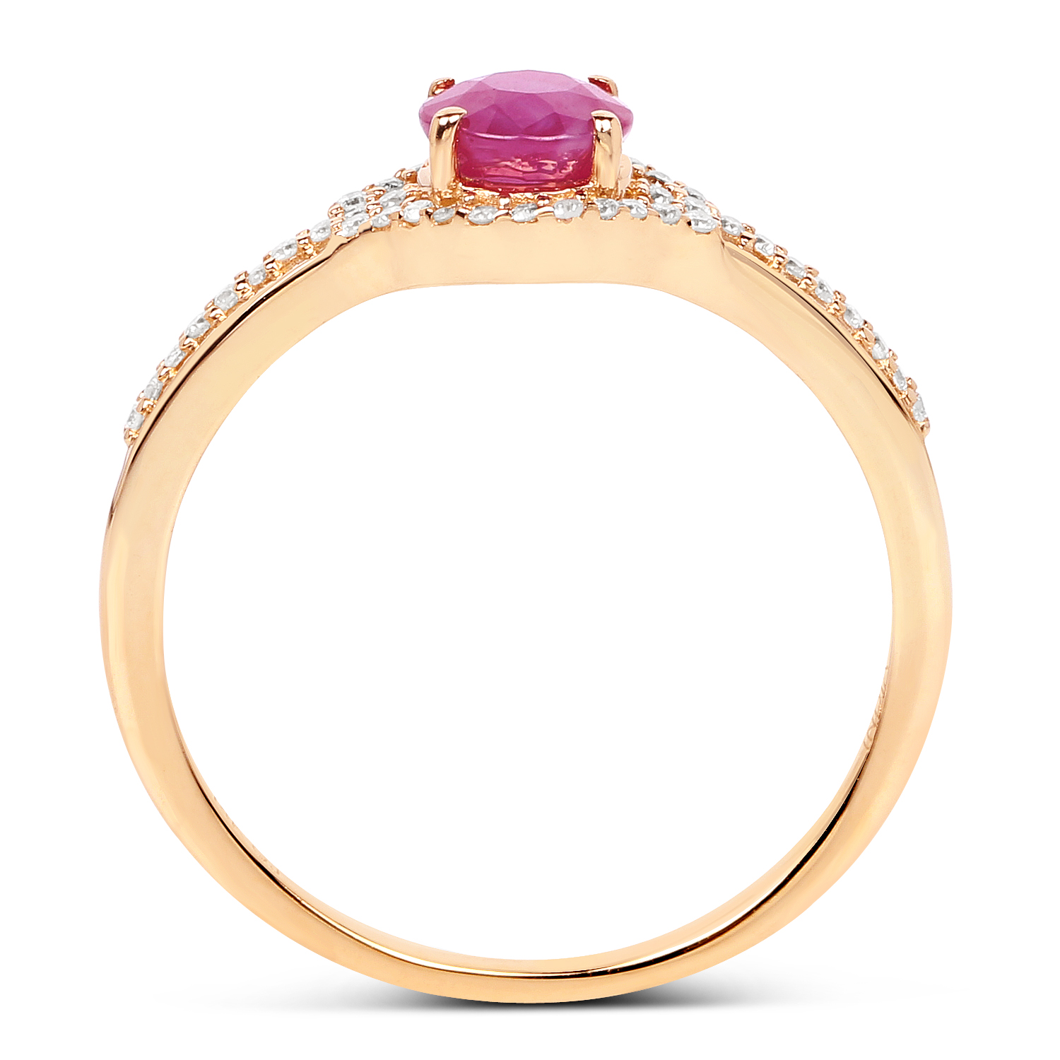 0.68 Carat Genuine Ruby and White Diamond 14K Yellow Gold Ring