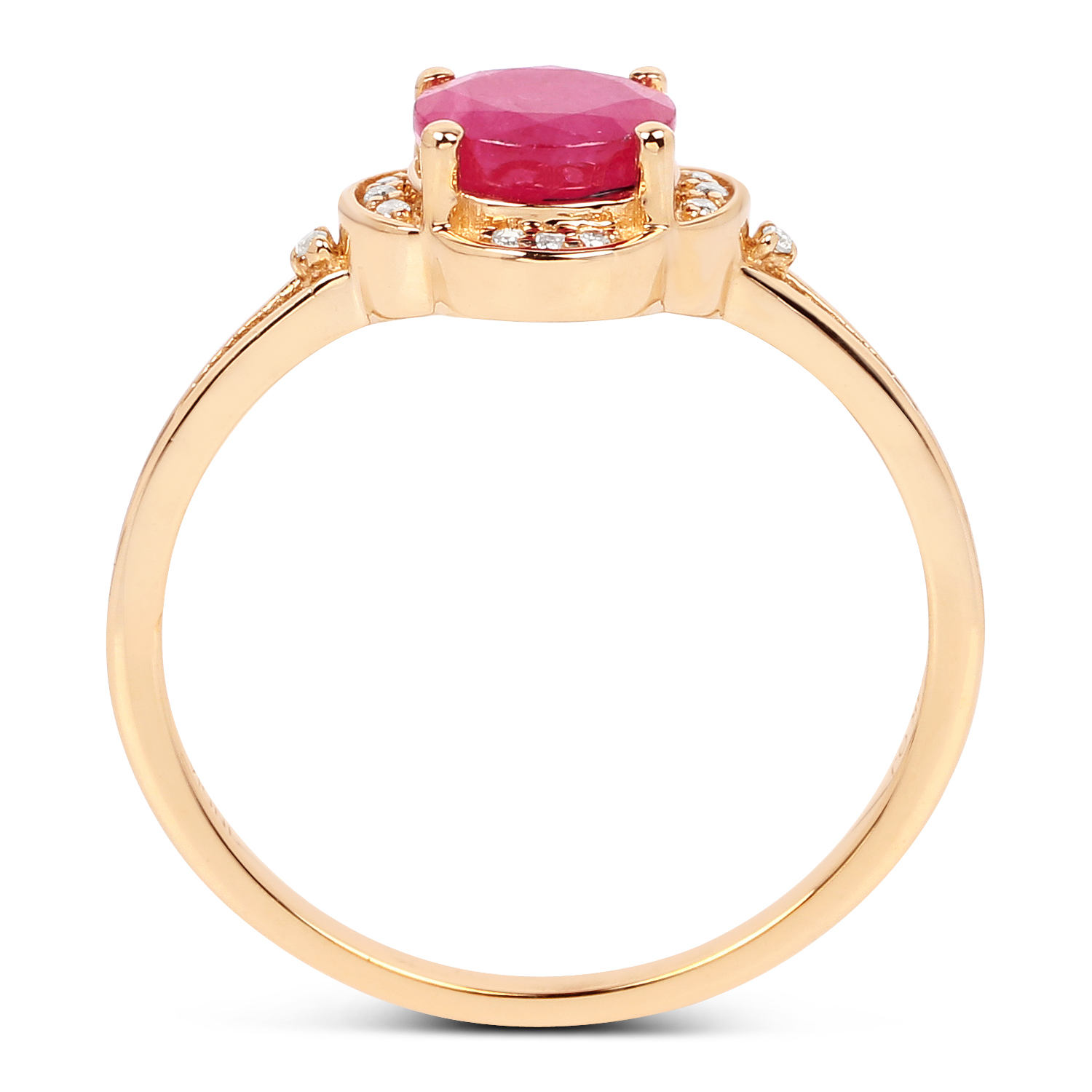 0.99 Carat Genuine Ruby and White Diamond 14K Yellow Gold Ring