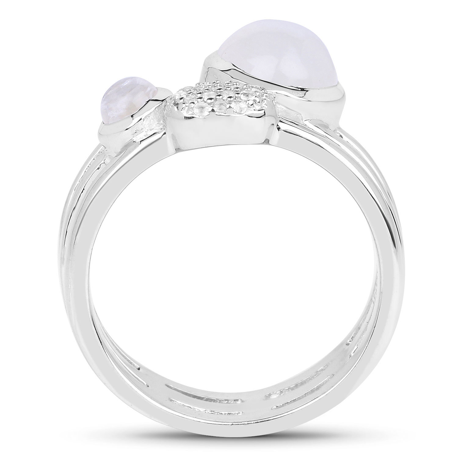 2.08 Carat Genuine White Agate, Crystal Quartz And White Topaz .925 Sterling Silver Ring
