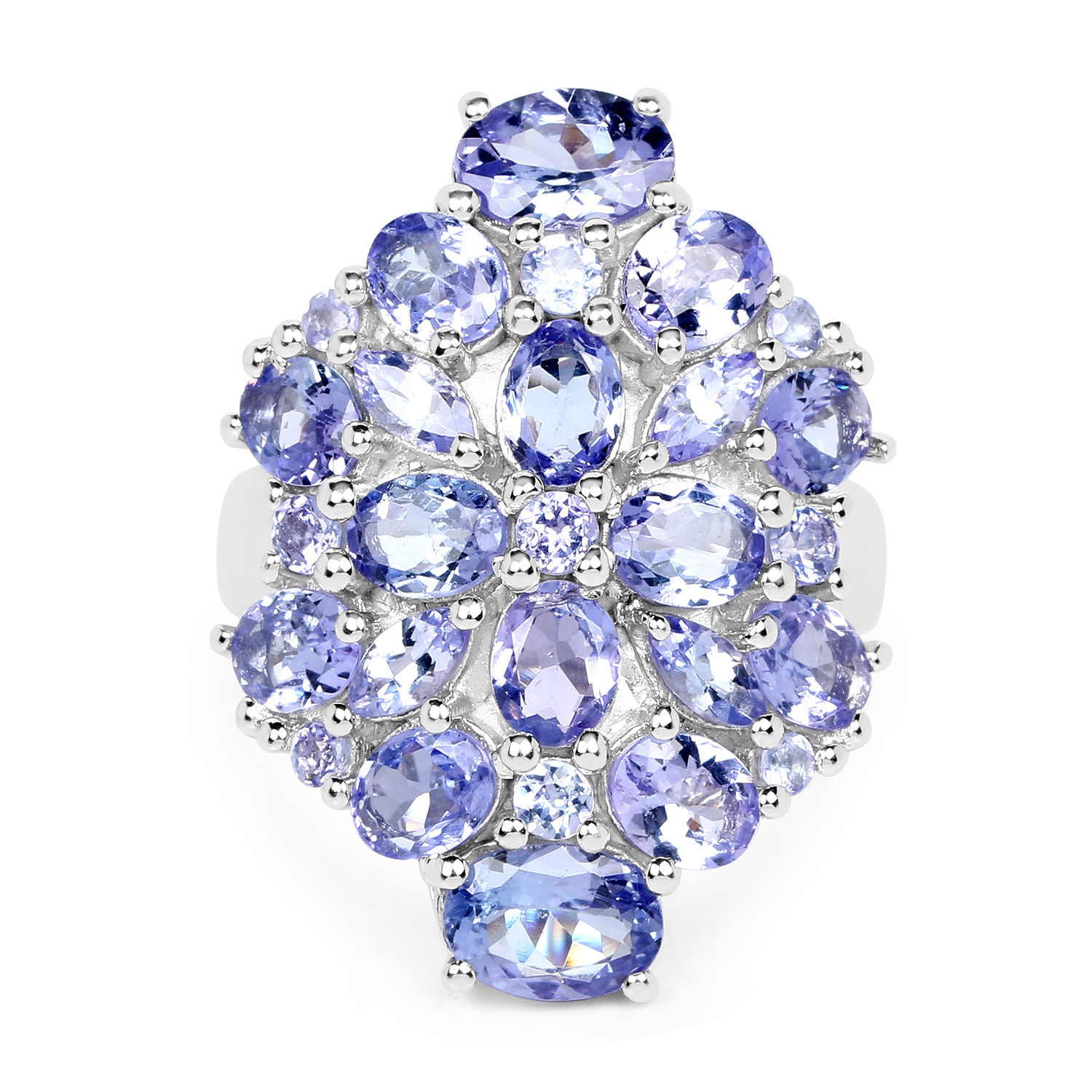 6.48 Carat Genuine Tanzanite .925 Sterling Silver Ring