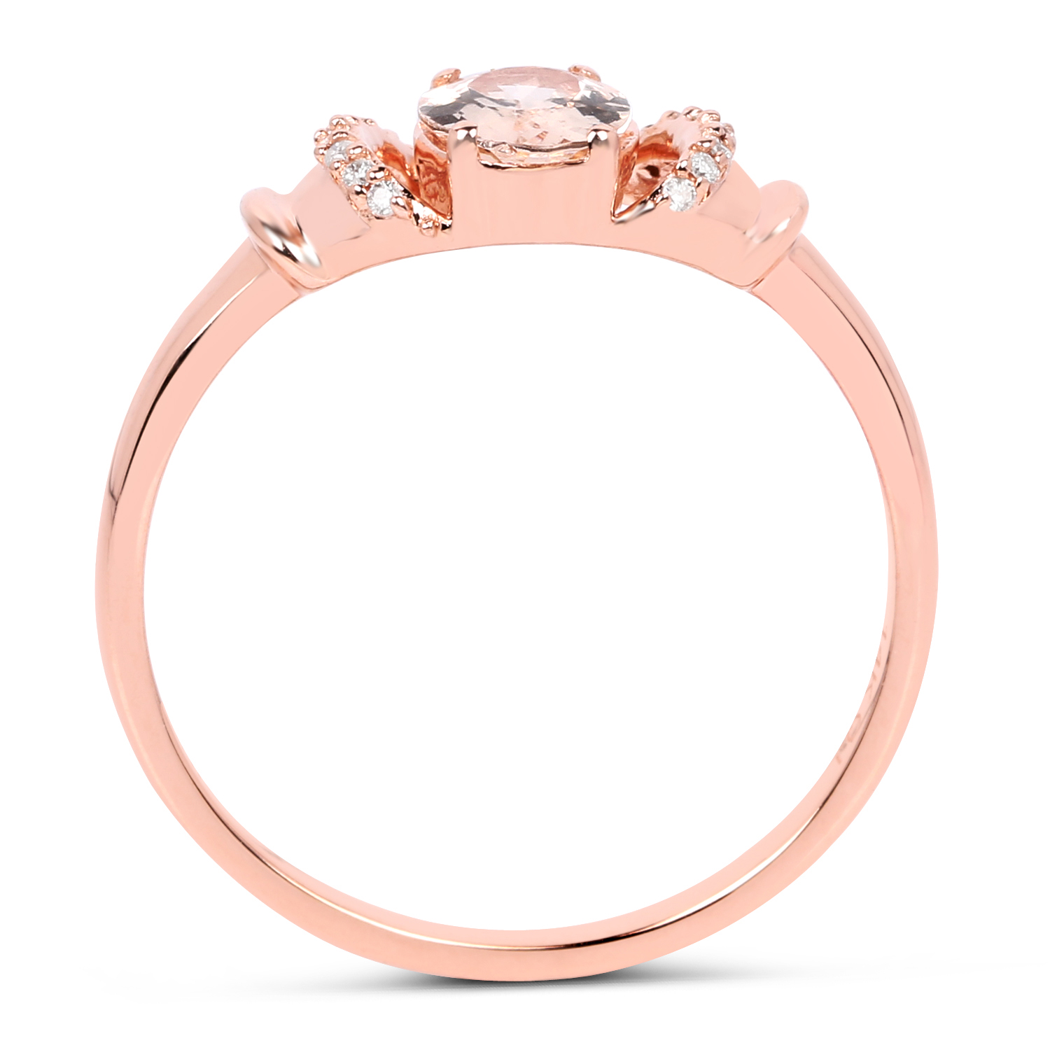 0.76 Carat Genuine Morganite and White Diamond 14K Rose Gold Ring