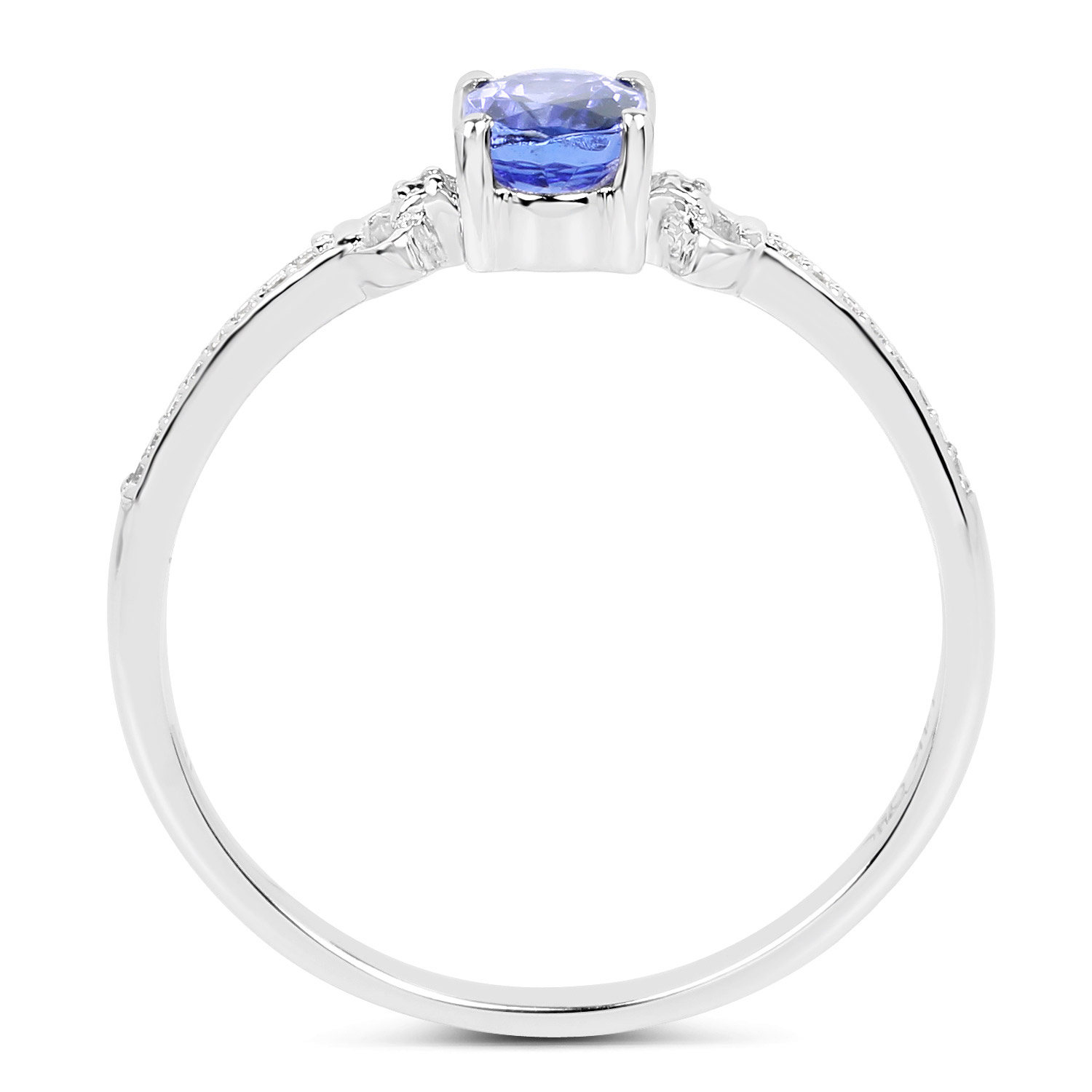 0.49 Carat Genuine Tanzanite and White Diamond 14K White Gold Ring