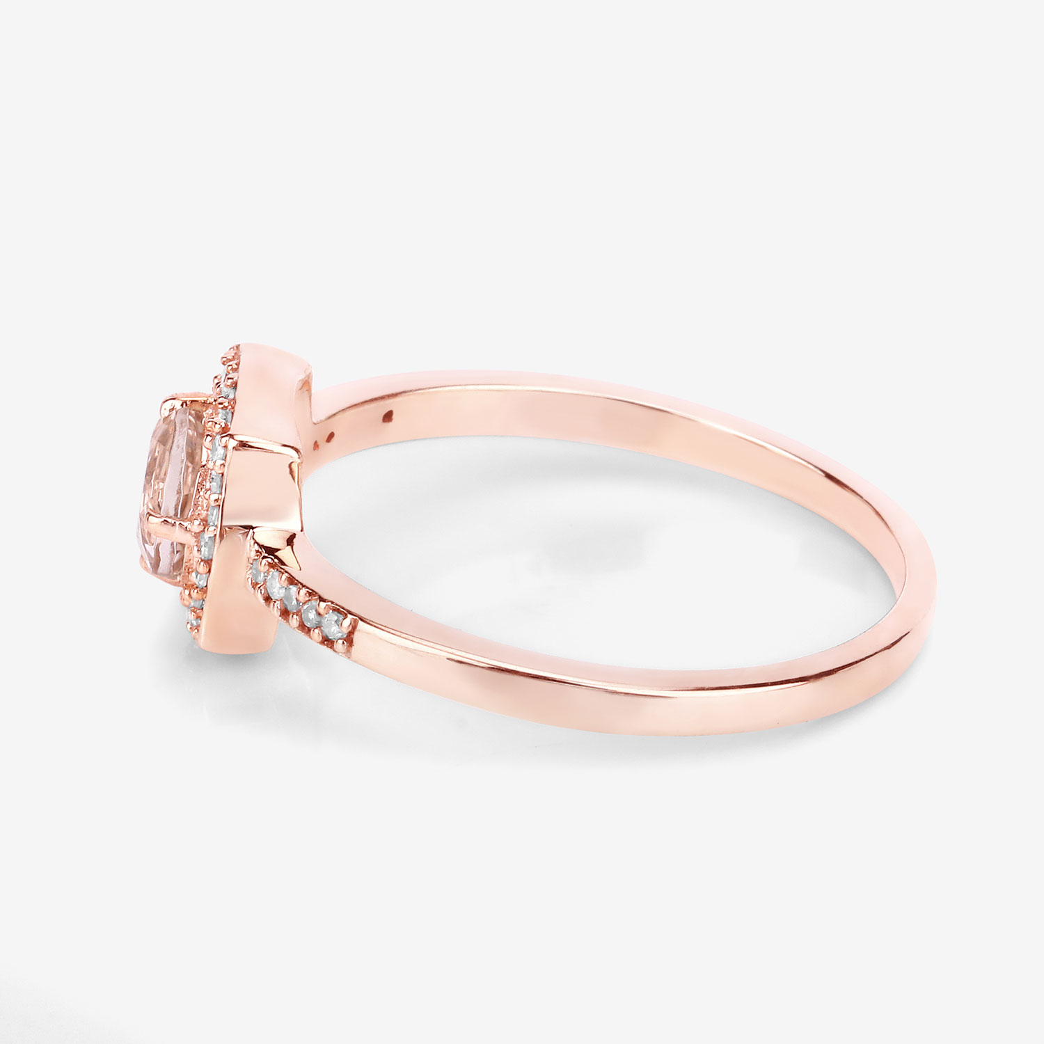 0.50 Carat Genuine Morganite and White Diamond 14K Rose Gold Ring