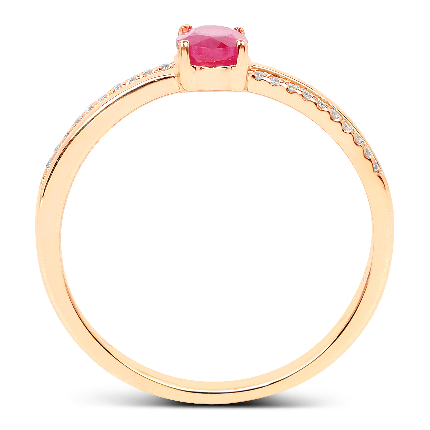 0.44 Carat Genuine Ruby and White Diamond 14K Yellow Gold Ring