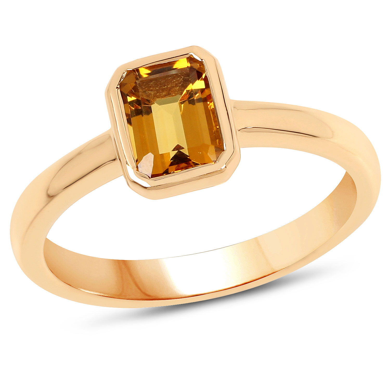 0.90 Carat Genuine Yellow Beryl .925 Sterling Silver Ring