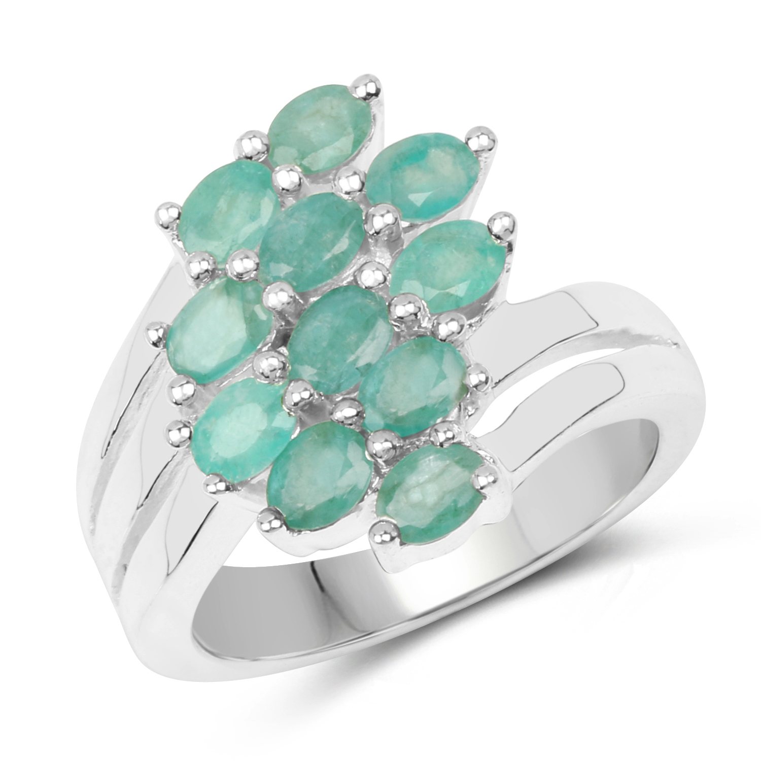 1.54 Carat Genuine Emerald .925 Sterling Silver Ring