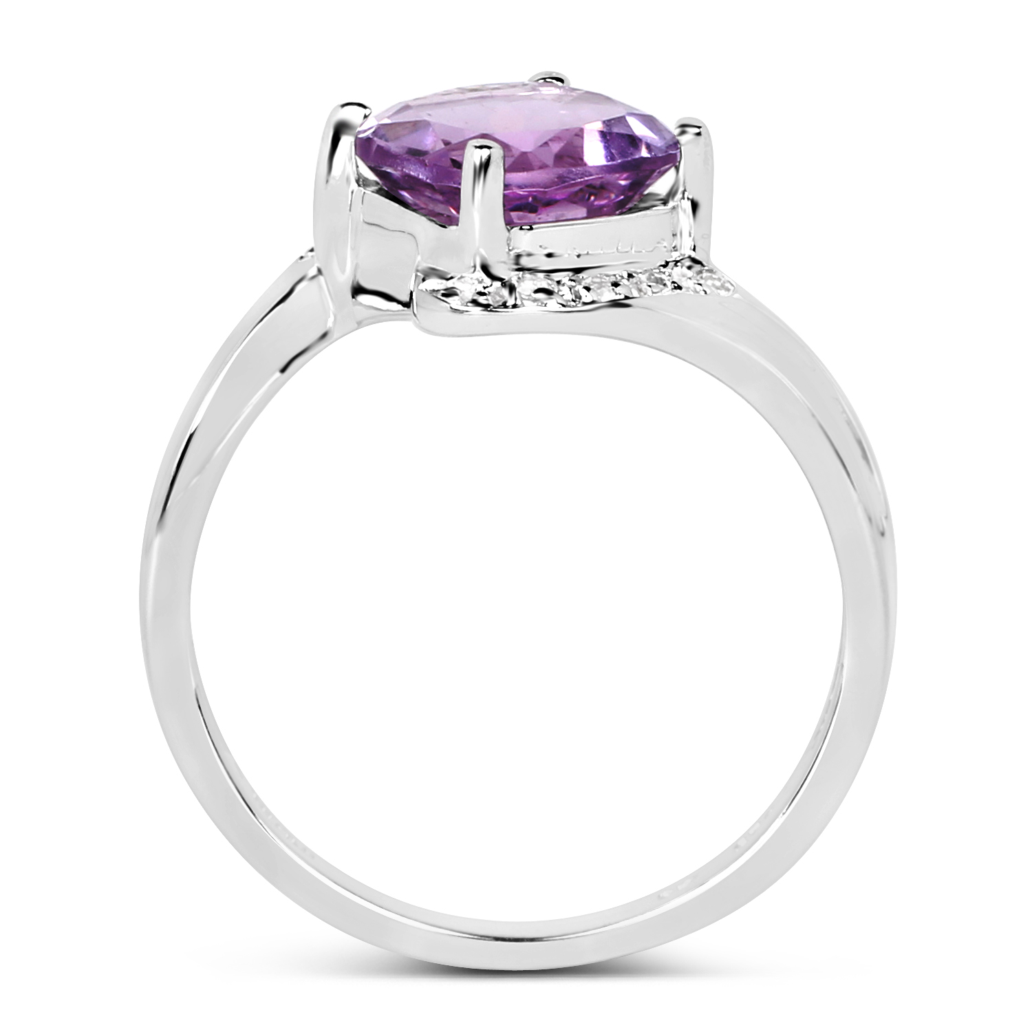 1.84 Carat Genuine Amethyst and White Topaz .925 Sterling Silver Ring