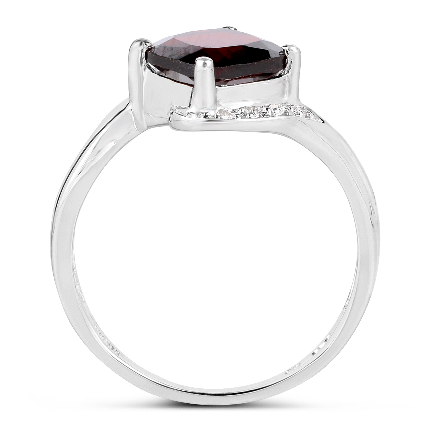 2.54 Carat Genuine Garnet and White Topaz .925 Sterling Silver Ring