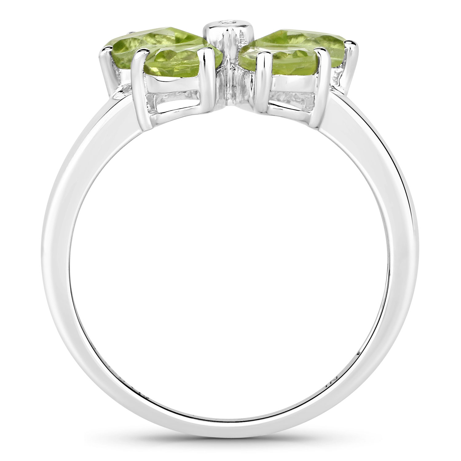 1.45 Carat Genuine Peridot and Created White Sapphire .925 Sterling Silver Ring