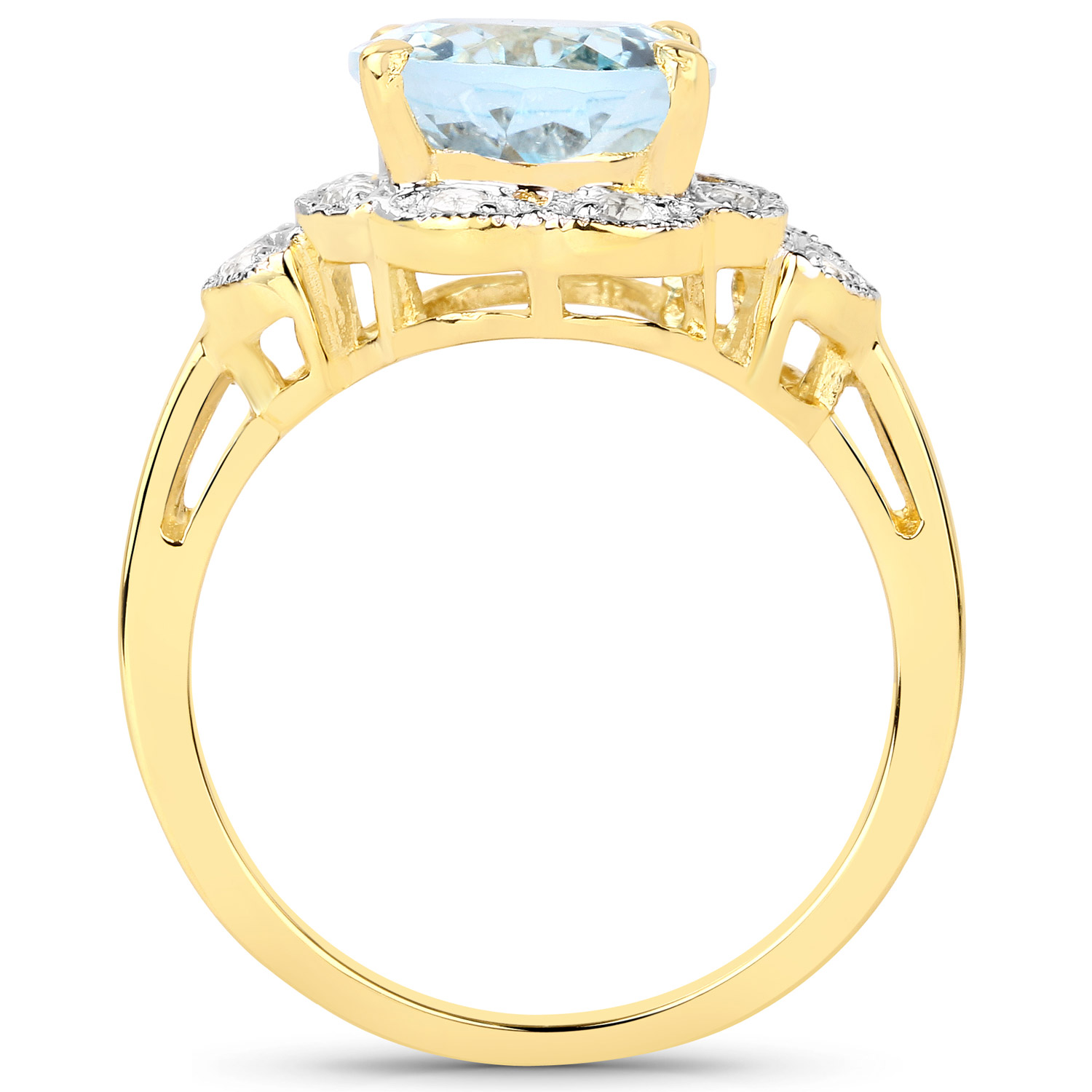 4.51 Carat Genuine Blue Topaz and White Topaz .925 Sterling Silver Ring