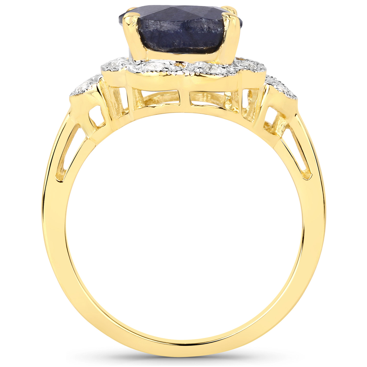 4.36 Carat Dyed Sapphire and White Topaz .925 Sterling Silver Ring