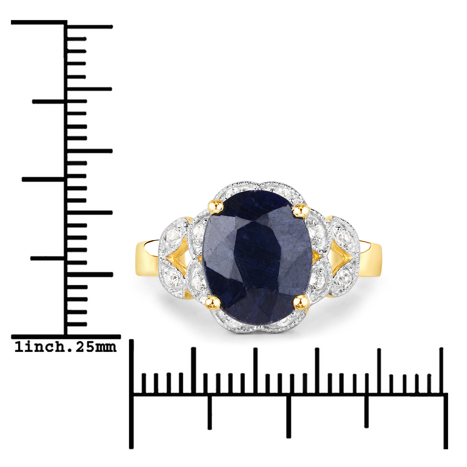 4.36 Carat Dyed Sapphire and White Topaz .925 Sterling Silver Ring