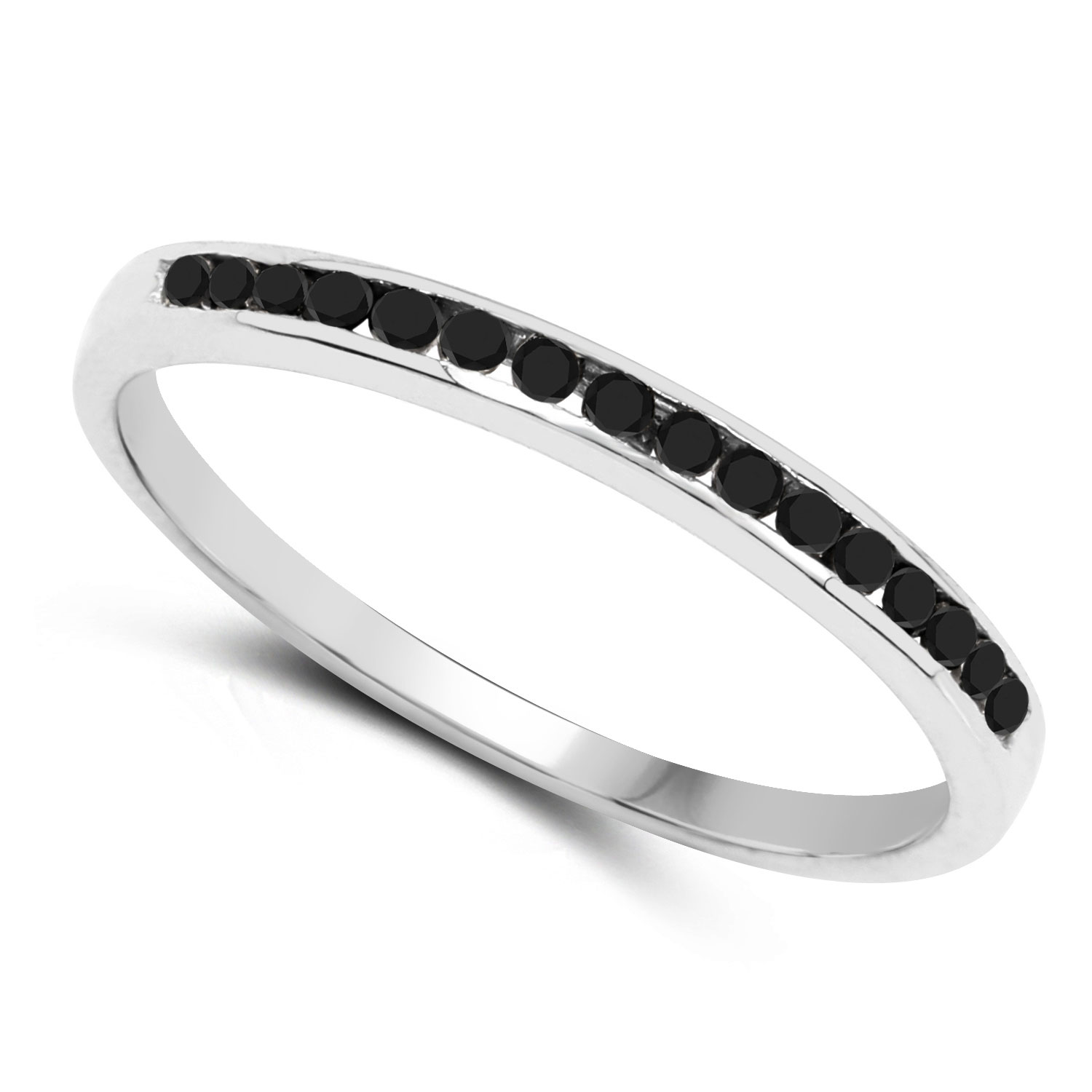 0.18 Carat Genuine Black Diamond .925 Sterling Silver Ring