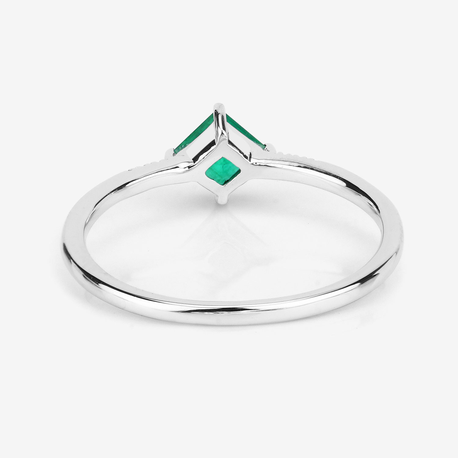 0.42 Carat Genuine Zambian Emerald and White Diamond 14K White Gold Ring