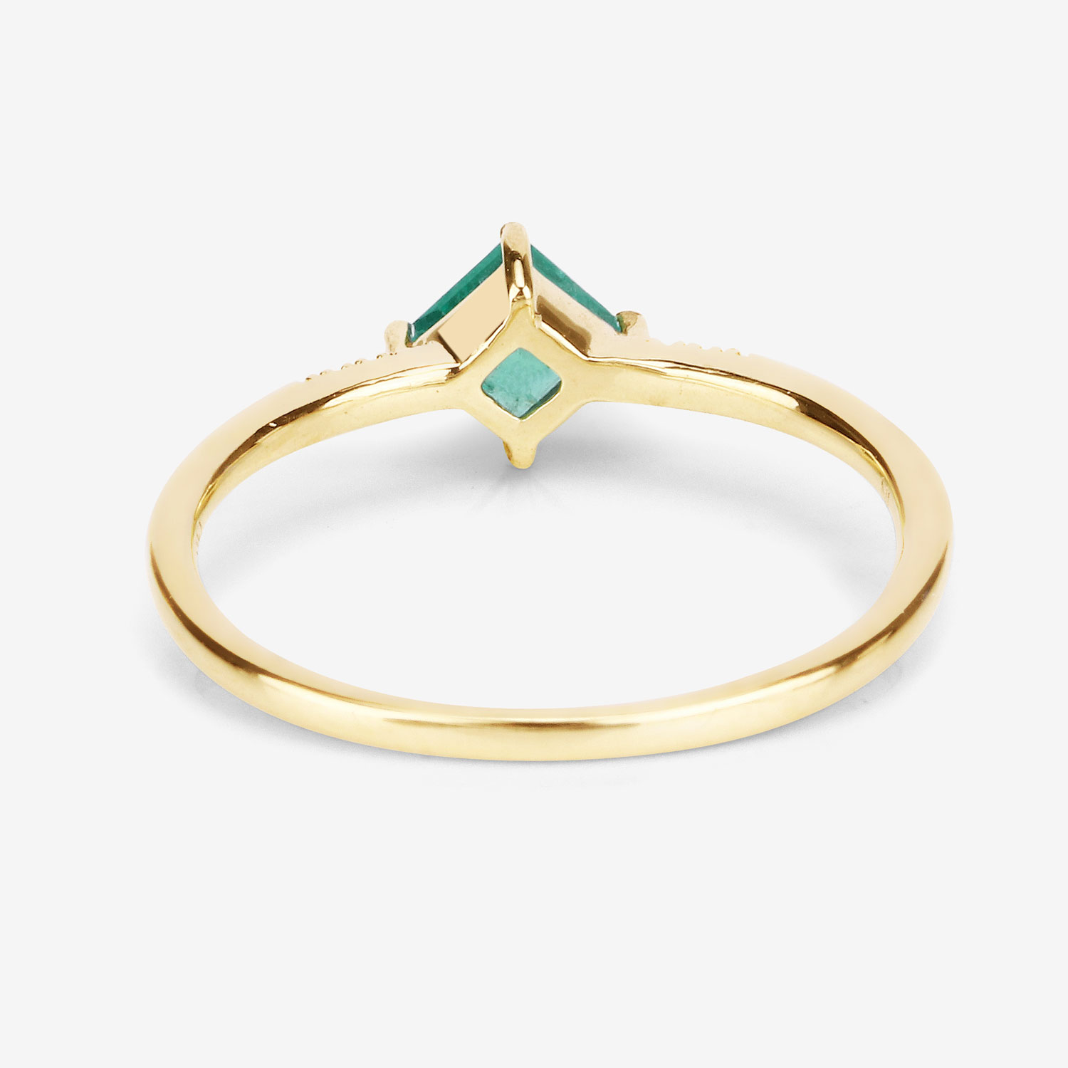 0.42 Carat Genuine Zambian Emerald and White Diamond 14K Yellow Gold Ring