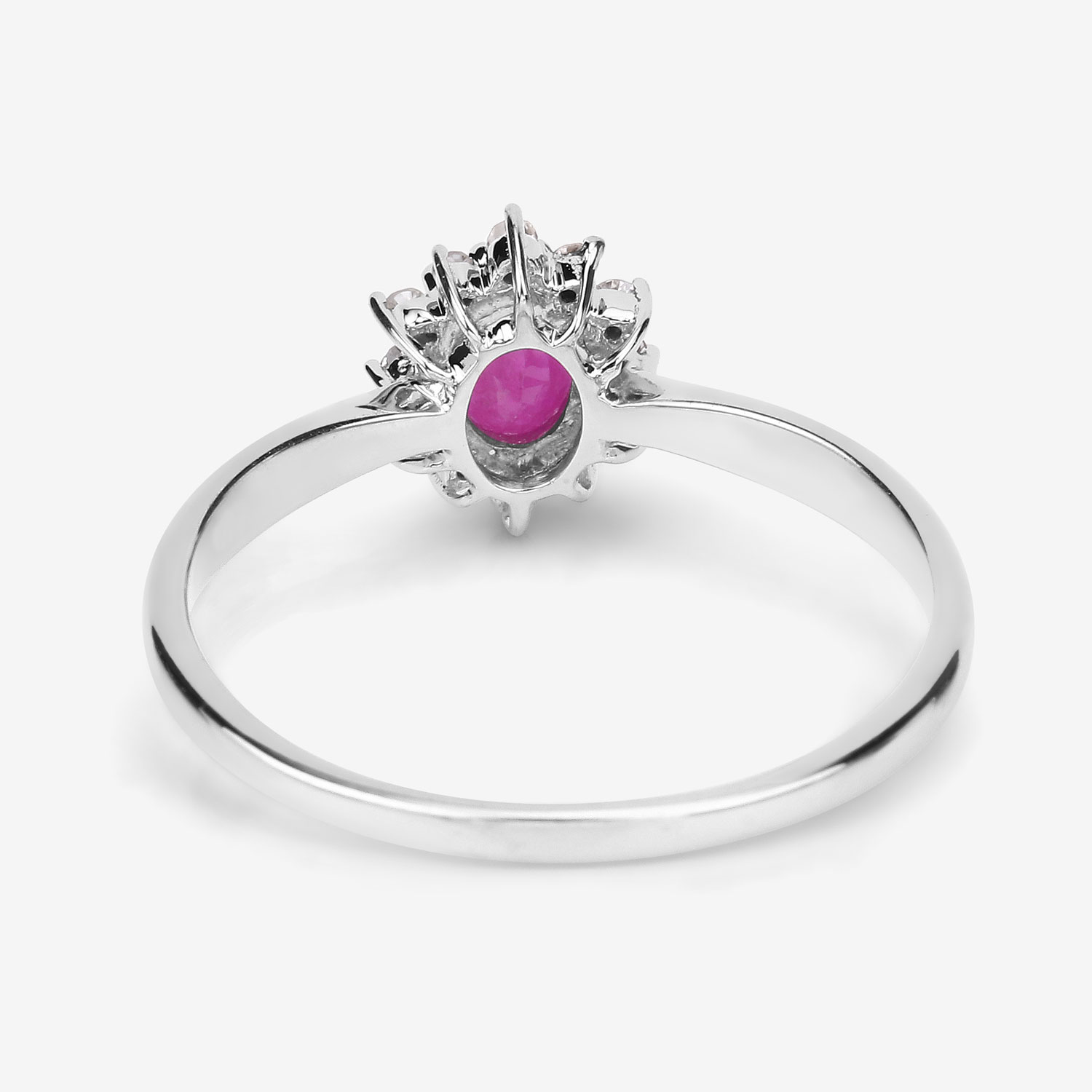 0.40 Carat Genuine Ruby and White Diamond 14K White Gold Ring