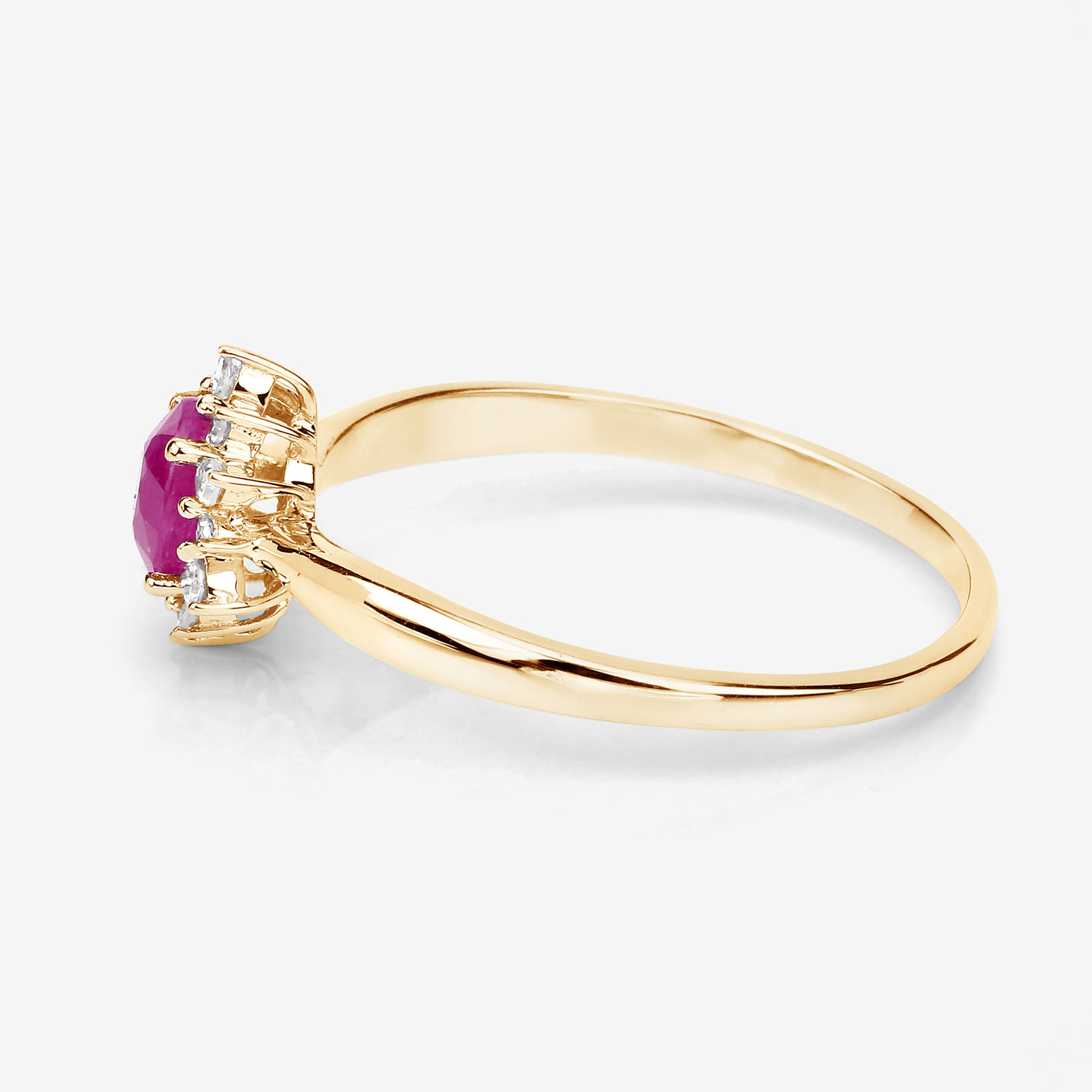 0.40 Carat Genuine Ruby and White Diamond 14K Yellow Gold Ring