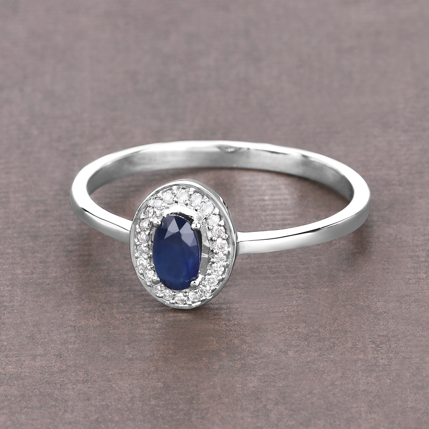 0.31 Carat Genuine Blue Sapphire and White Diamond 14K White Gold Ring