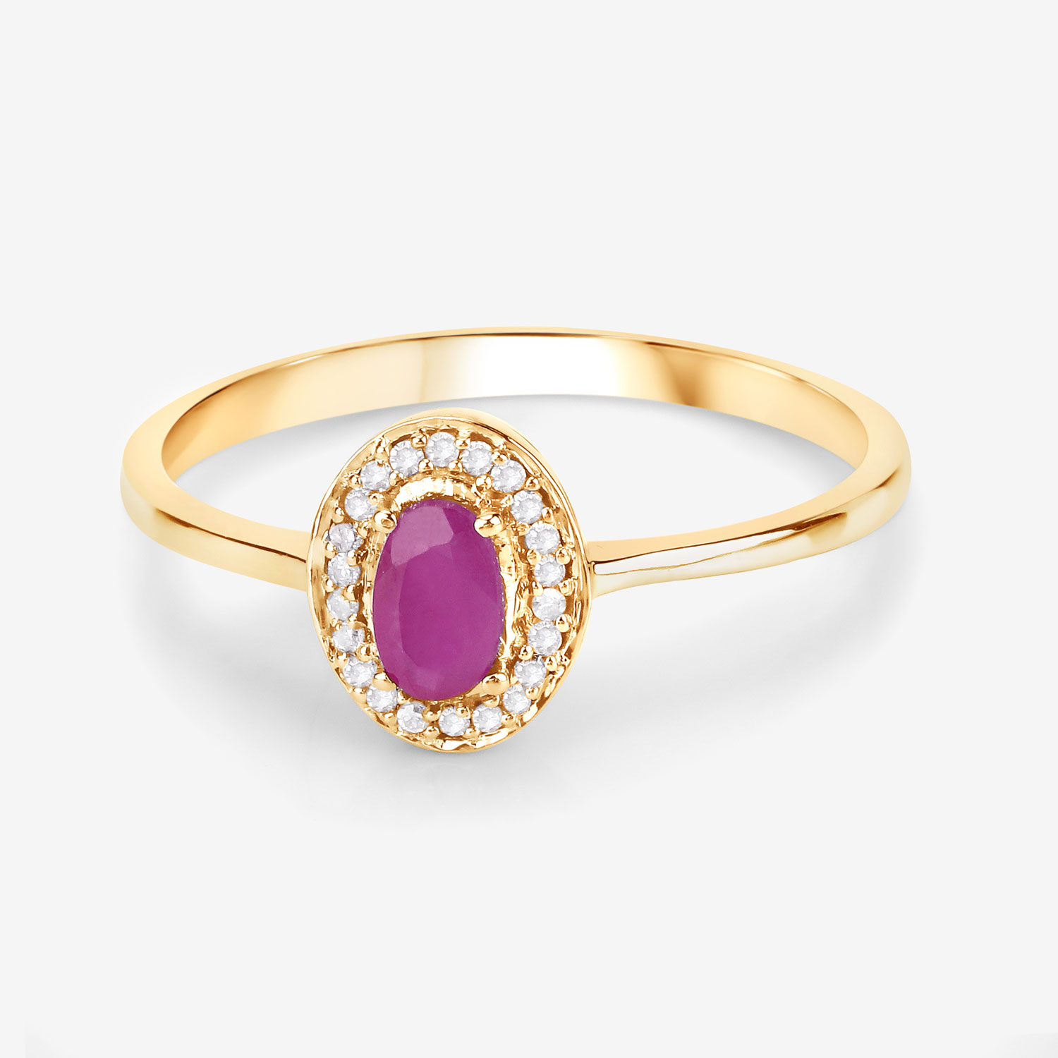 0.33 Carat Genuine Ruby and White Diamond 14K Yellow Gold Ring