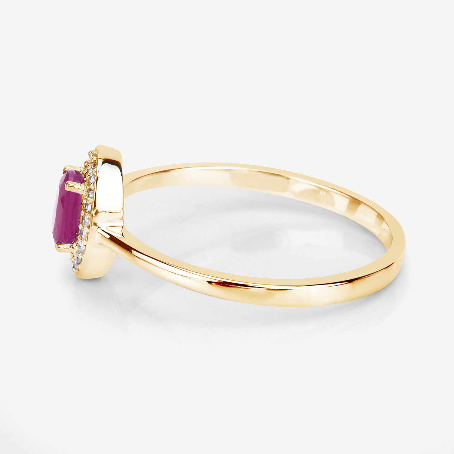 0.33 Carat Genuine Ruby and White Diamond 14K Yellow Gold Ring