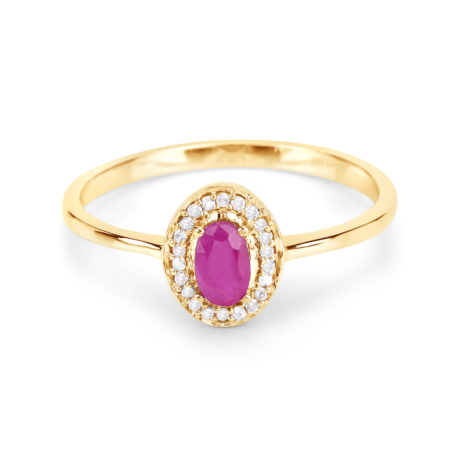 0.33 Carat Genuine Ruby and White Diamond 14K Yellow Gold Ring