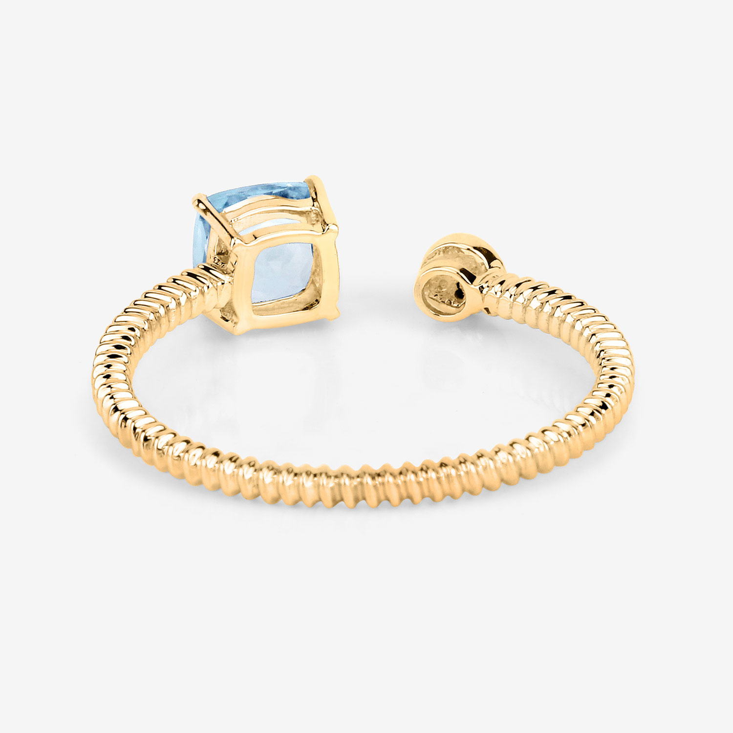 0.52 Carat Genuine Aquamarine and White Diamond 14K Yellow Gold Ring