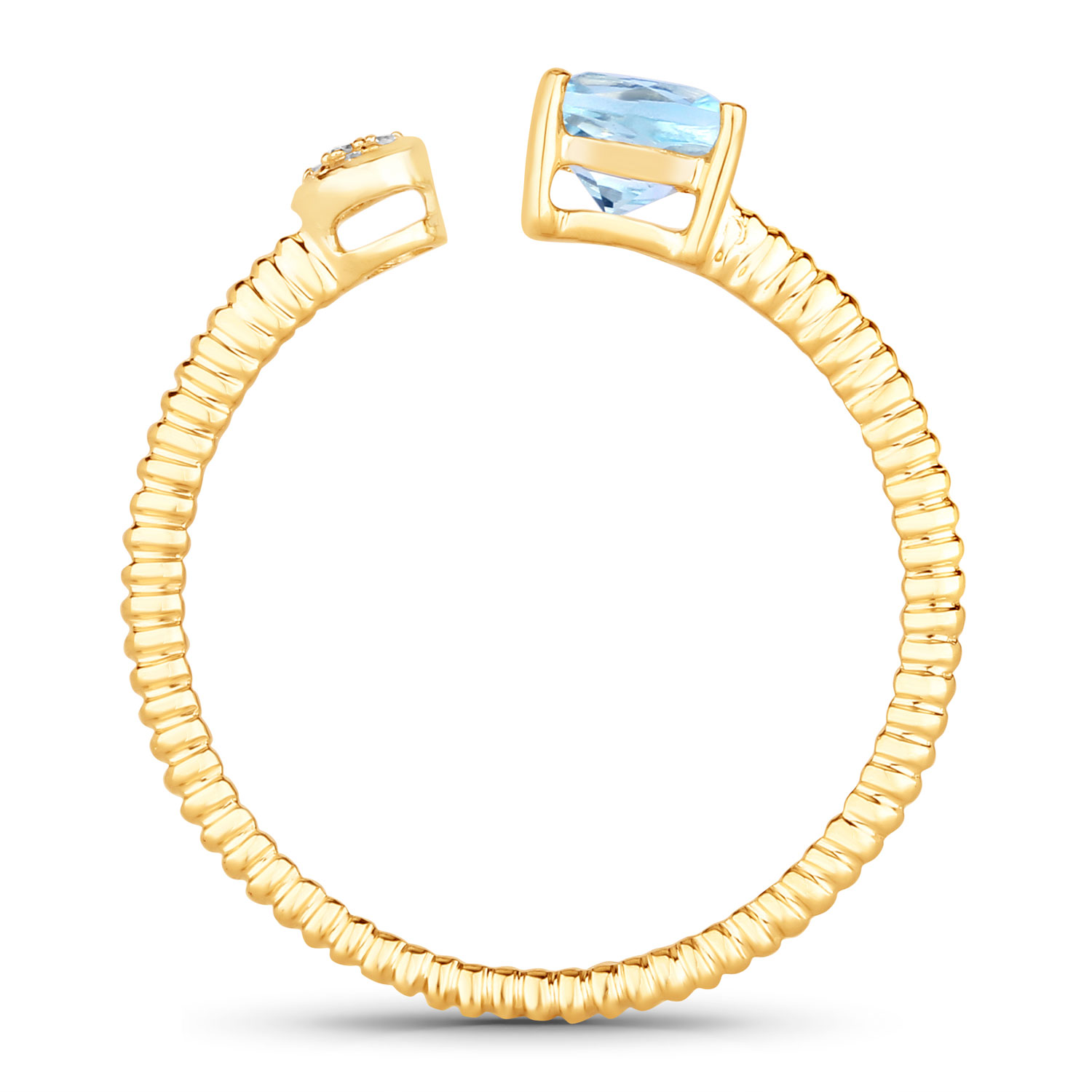 0.52 Carat Genuine Aquamarine and White Diamond 14K Yellow Gold Ring