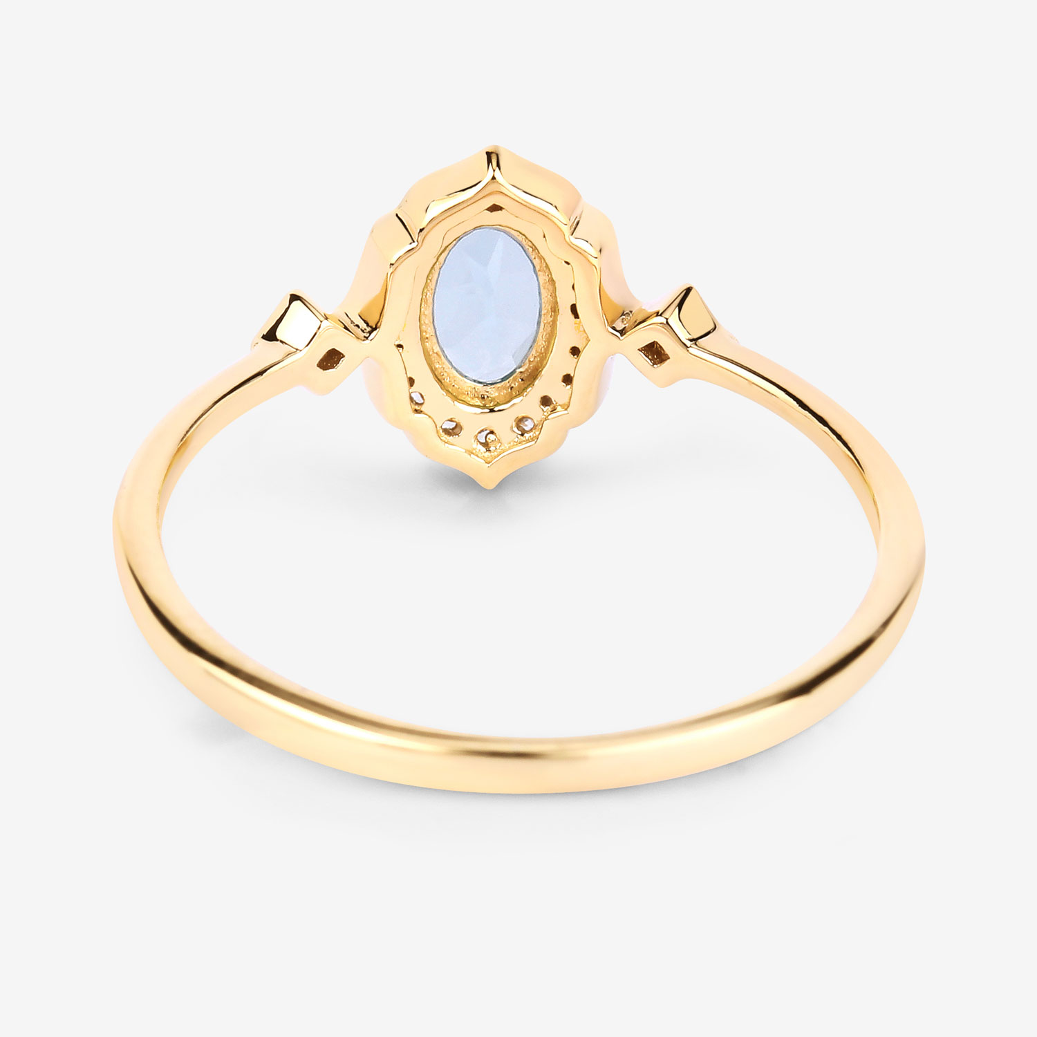 0.44 Carat Genuine Aquamarine and White Diamond 10K Yellow Gold Ring