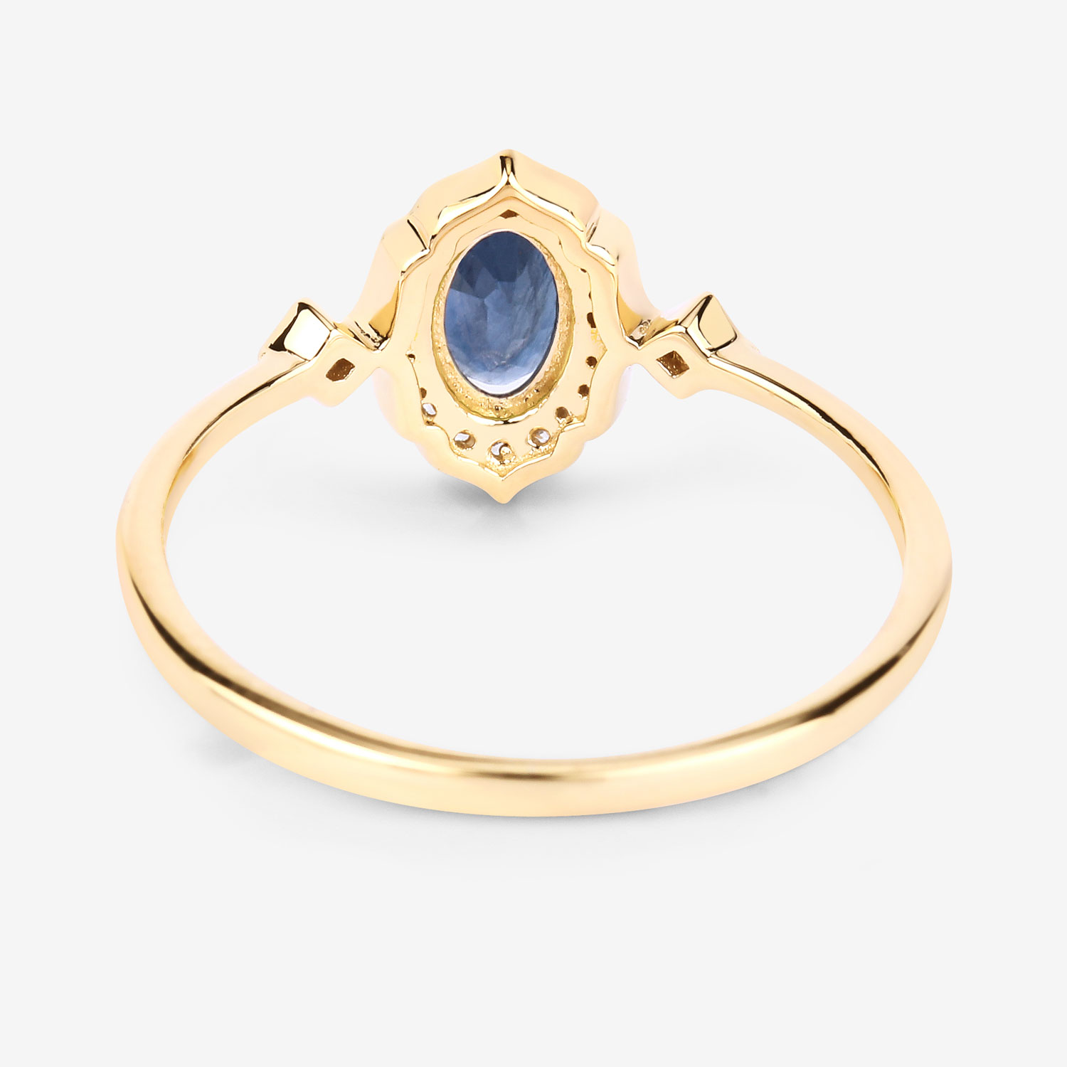 0.56 Carat Genuine Blue Sapphire and White Diamond 10K Yellow Gold Ring