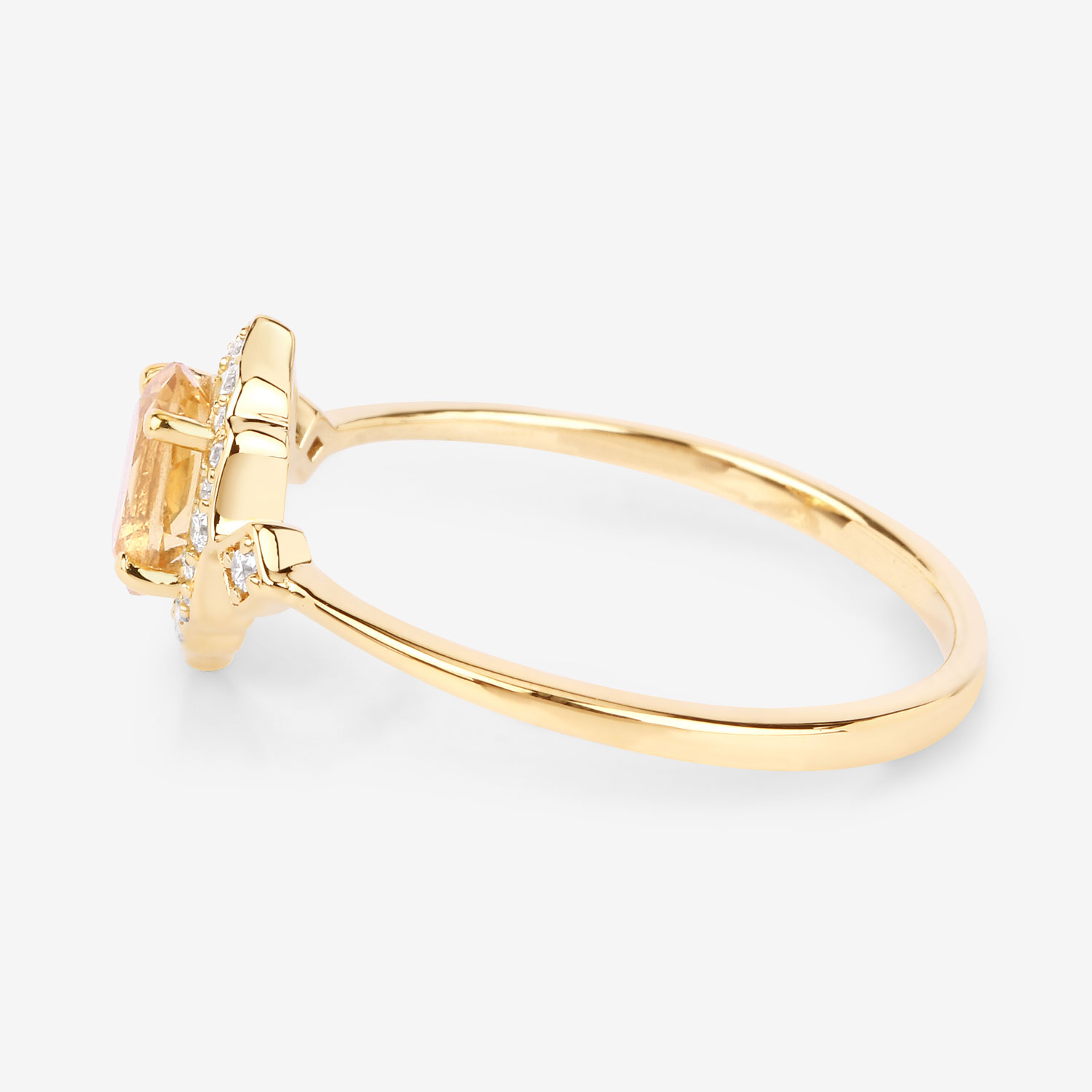 0.51 Carat Genuine Citrine and White Diamond 10K Yellow Gold Ring