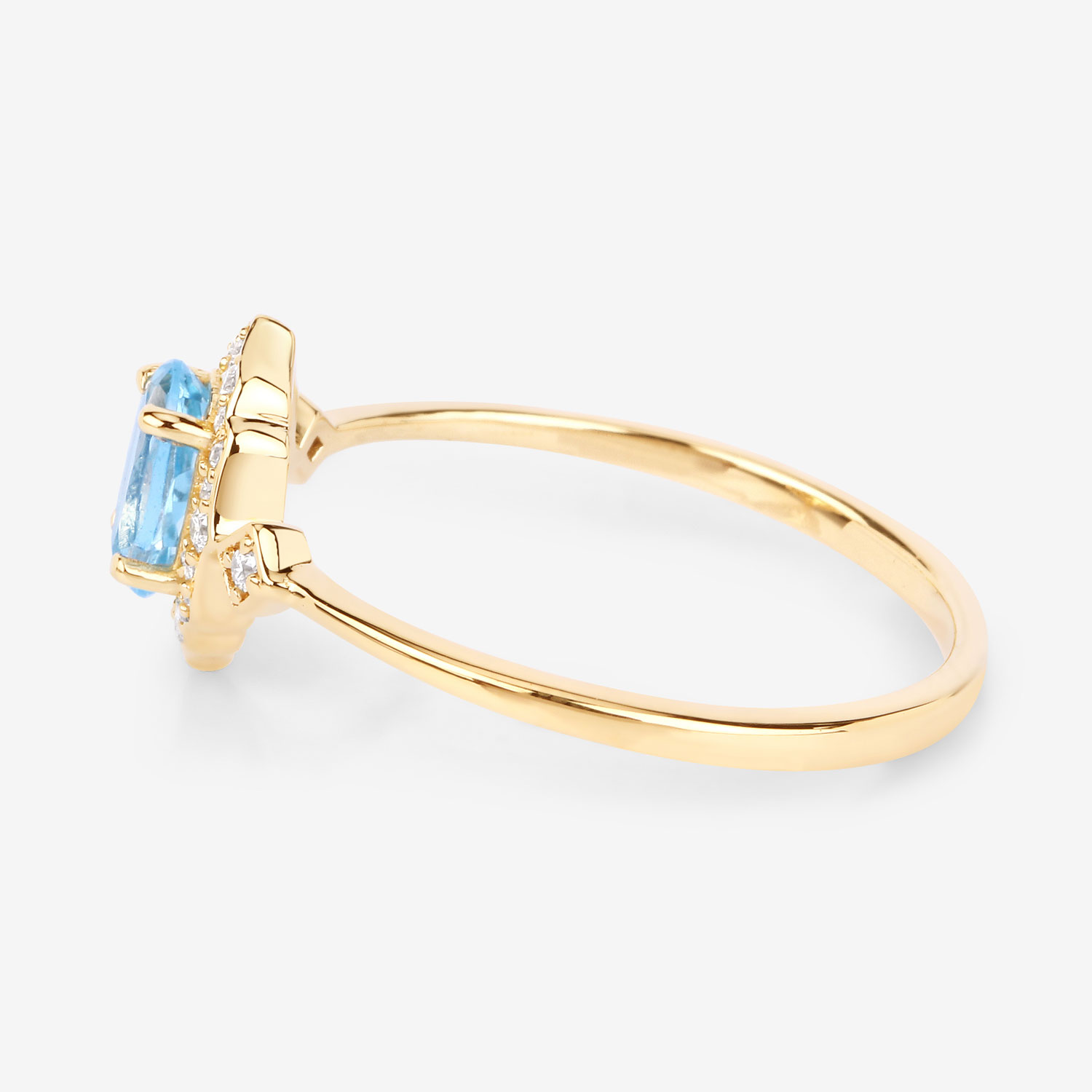0.59 Carat Genuine Swiss Blue Topaz and White Diamond 10K Yellow Gold Ring