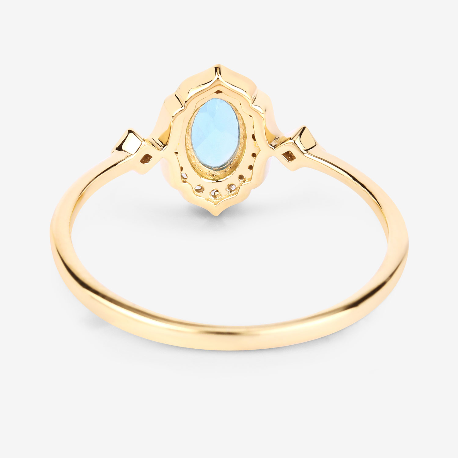 0.59 Carat Genuine Swiss Blue Topaz and White Diamond 10K Yellow Gold Ring