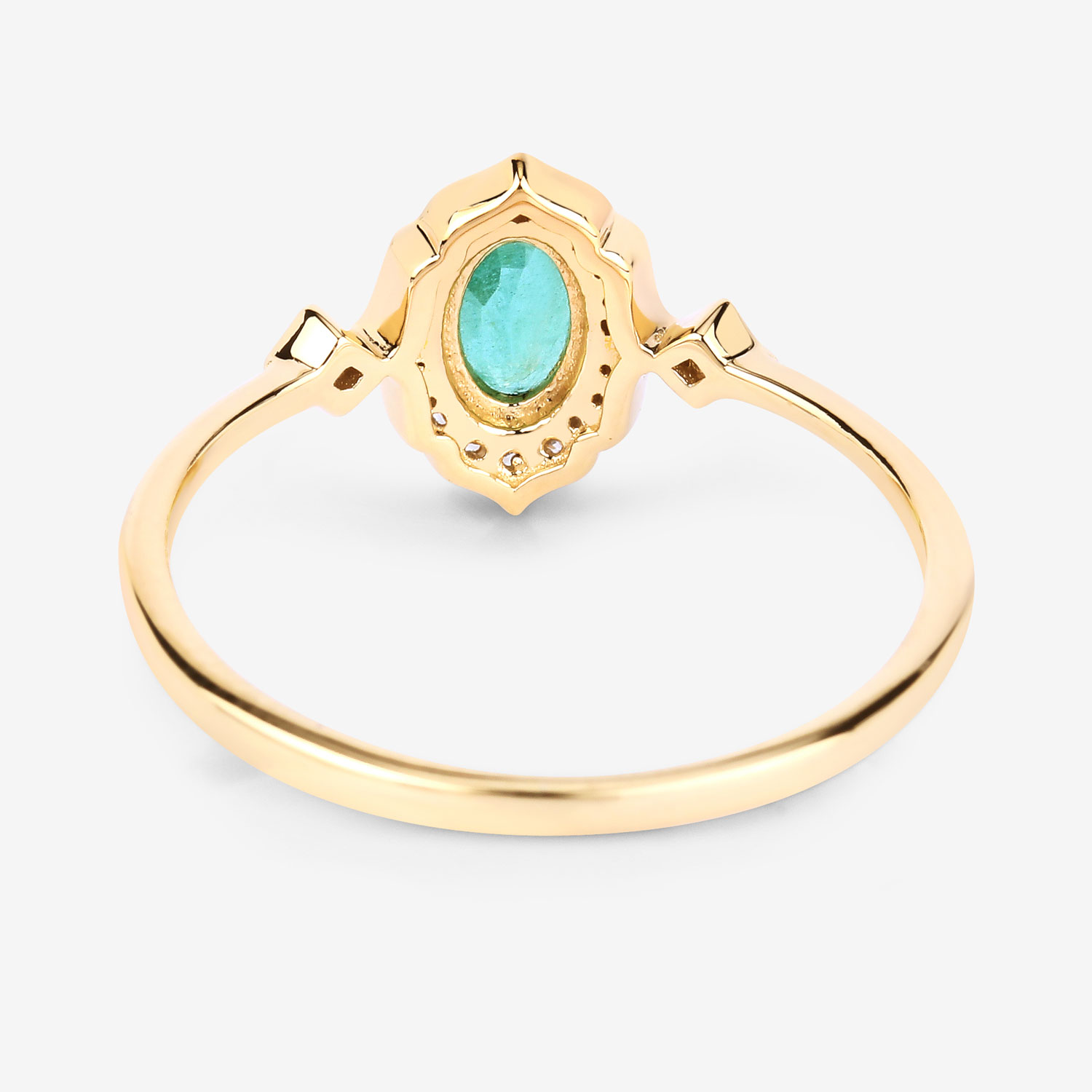 0.52 Carat Genuine Zambian Emerald and White Diamond 10K Yellow Gold Ring