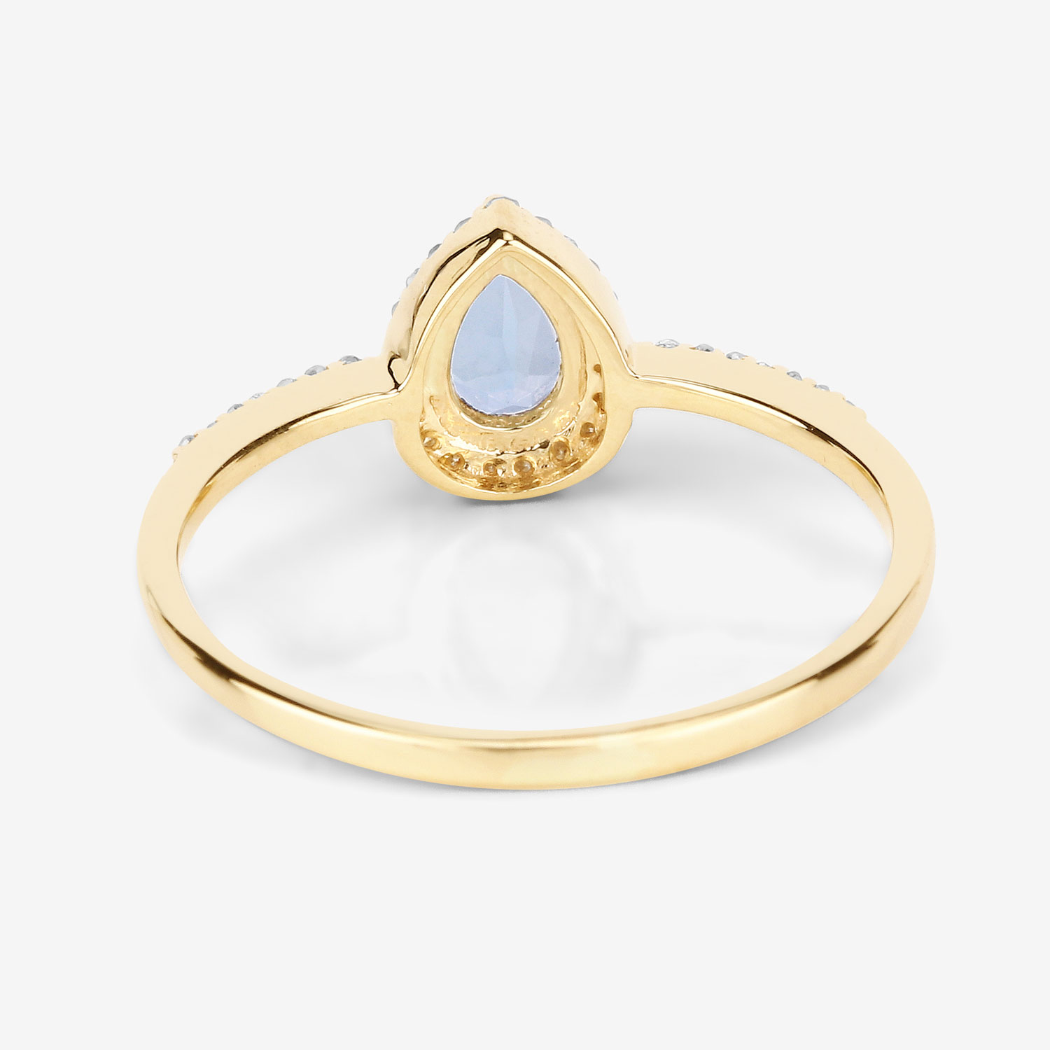 0.45 Carat Genuine Aquamarine and White Diamond 14K Yellow Gold Ring