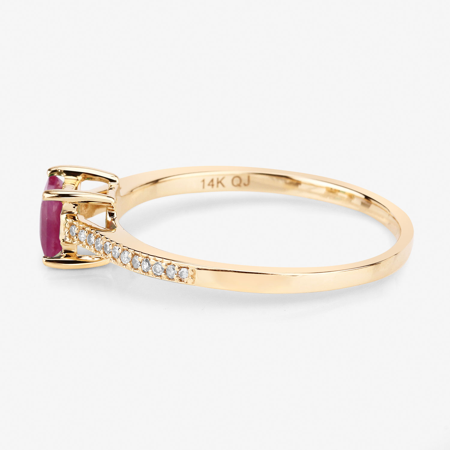 0.67 ct. tw. Genuine Ruby And White Diamond Bridge Ring In 14K Yellow Gold - Bild 7 von 10