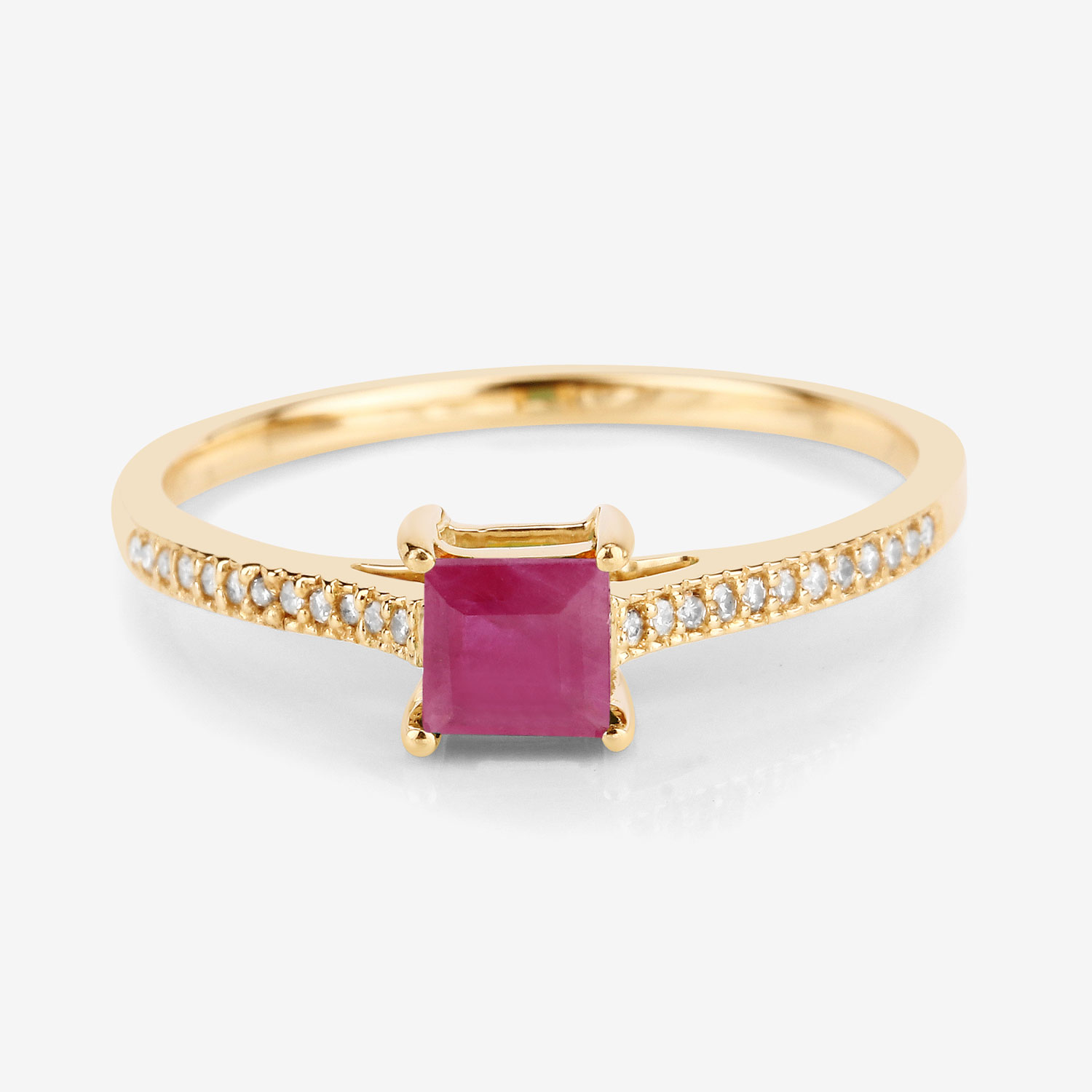 0.67 ct. tw. Genuine Ruby And White Diamond Bridge Ring In 14K Yellow Gold - Bild 9 von 10