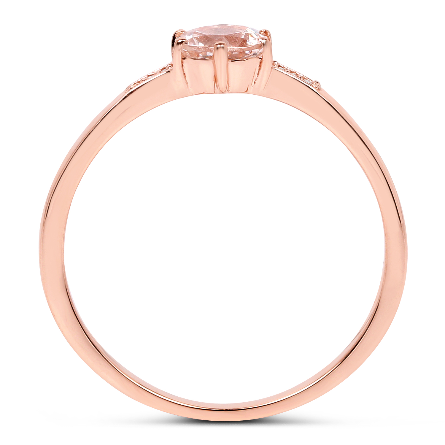 0.43 Carat Genuine Morganite and White Diamond 14K Rose Gold Ring