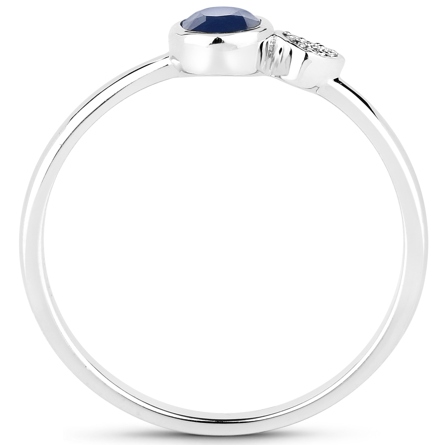 0.36 Carat Genuine Blue Sapphire and White Diamond 14K White Gold Ring