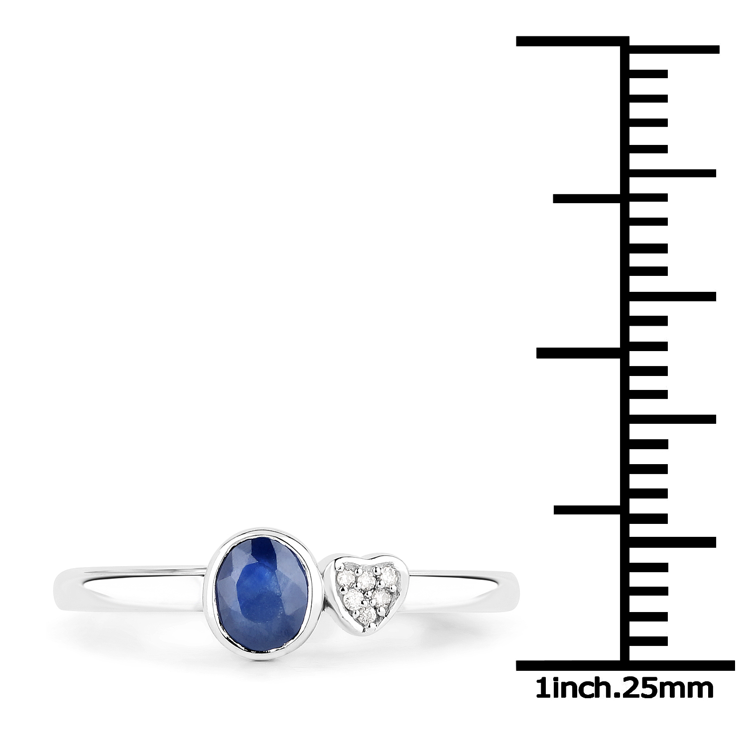 0.36 Carat Genuine Blue Sapphire and White Diamond 14K White Gold Ring